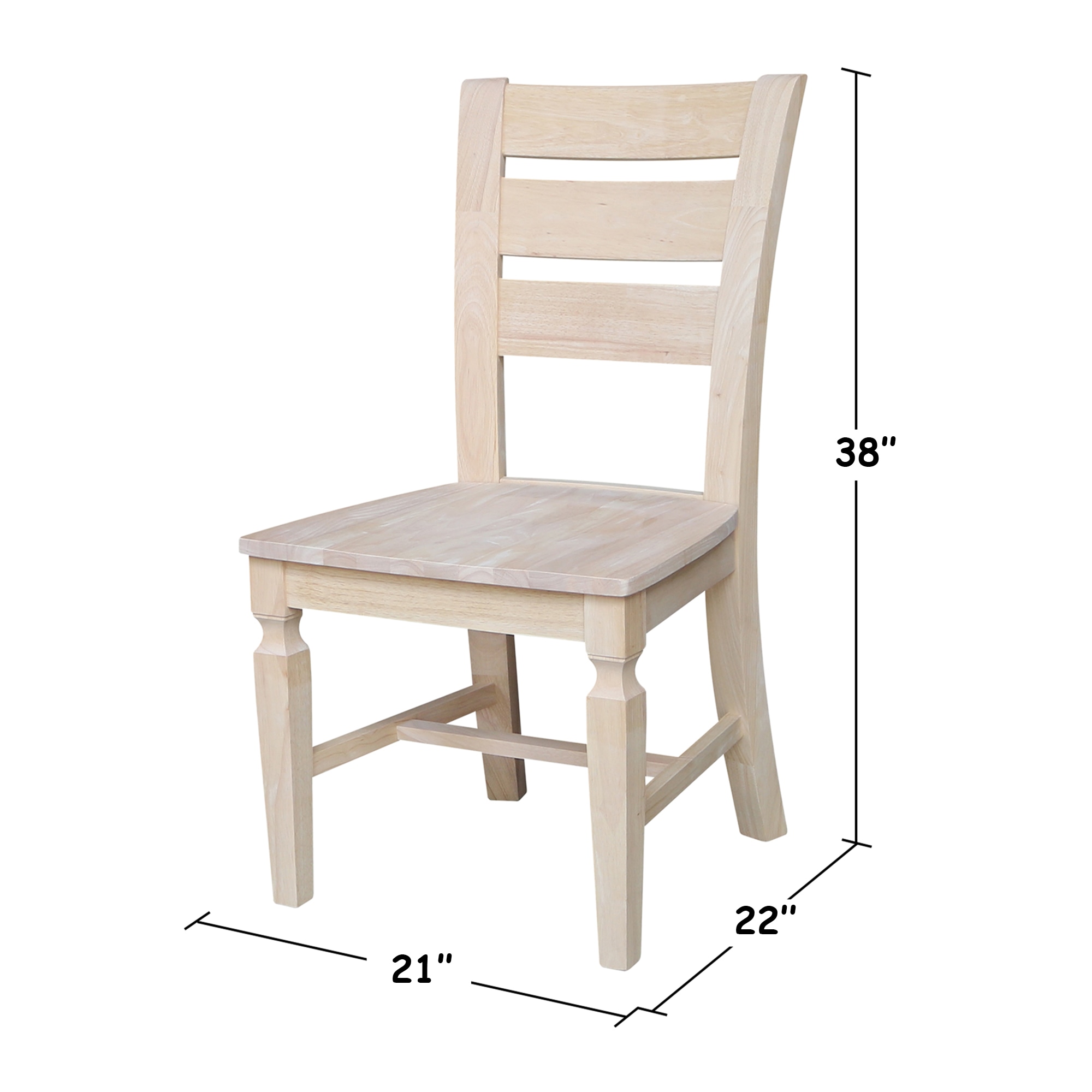 Vista Unfinished Solid Parawood High Ladderback Chair Set