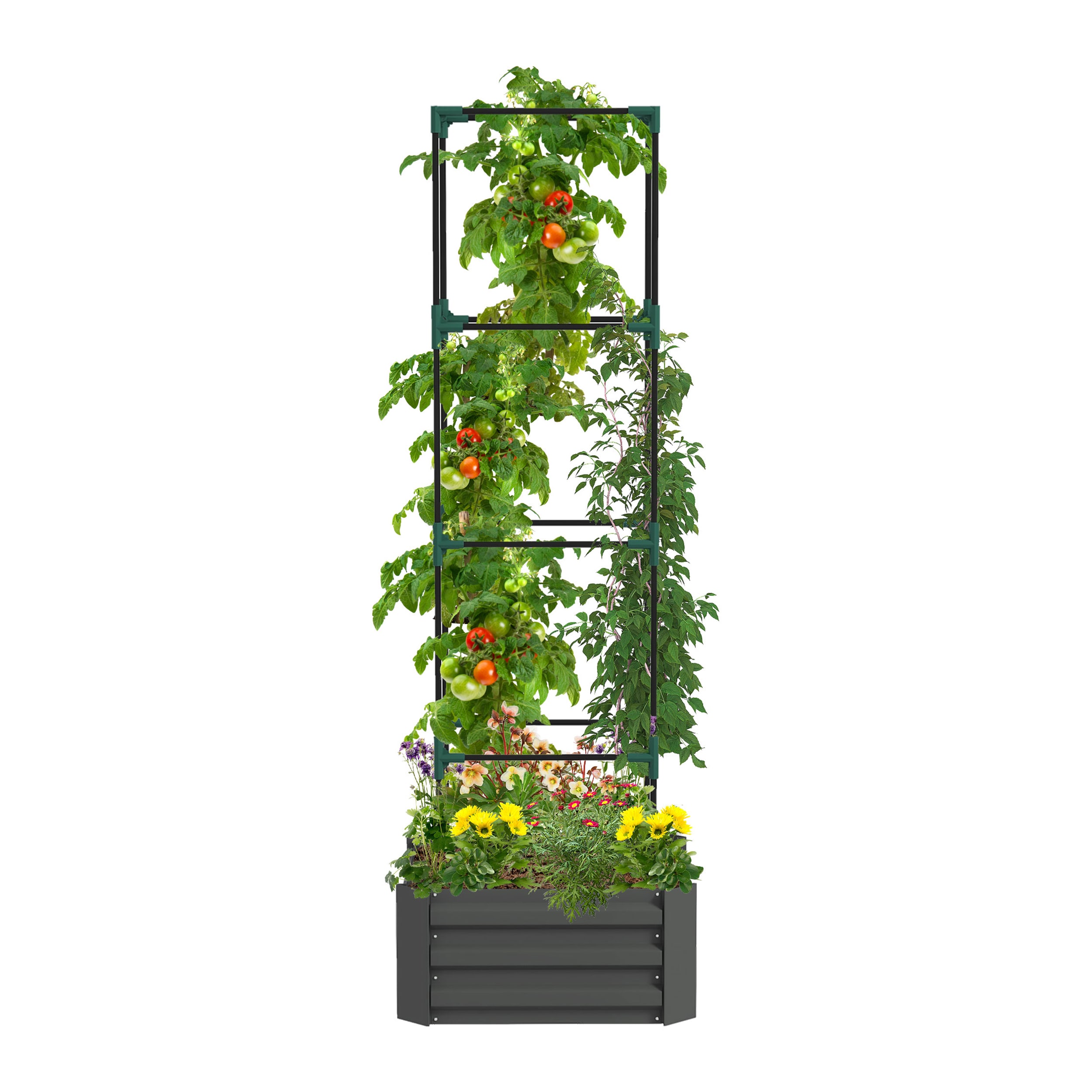 AHIOU HOME ZAAHG-P174441GB 3.6-cu ft 24-in W x 24-in L x 11.75-in H Elevated Gray Galvanized Metal Raised Garden Bed