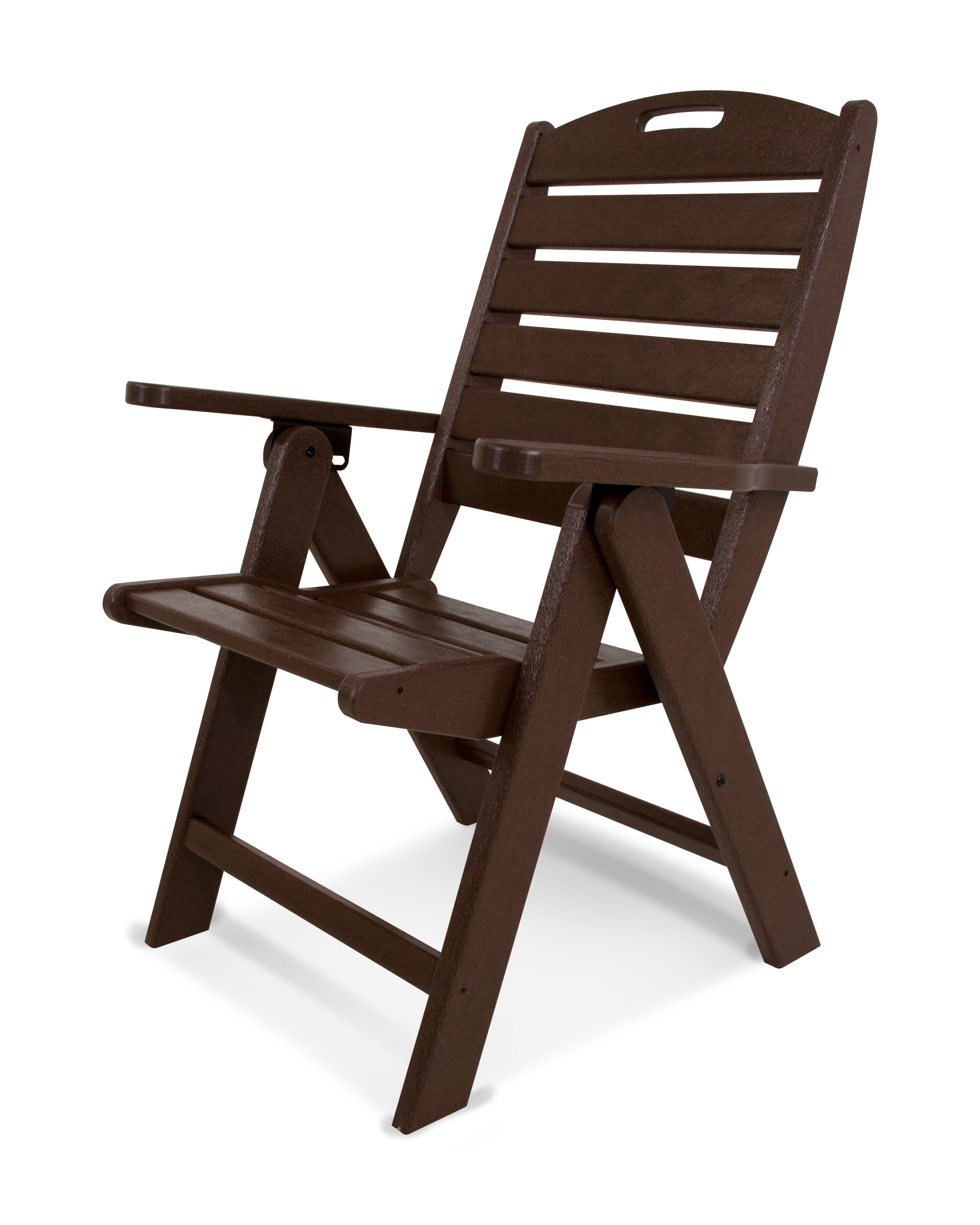 POLYWOOD NCH38MA Nautical Mahogany HDPE Frame Stationary Dining Chair with Slat Seat
