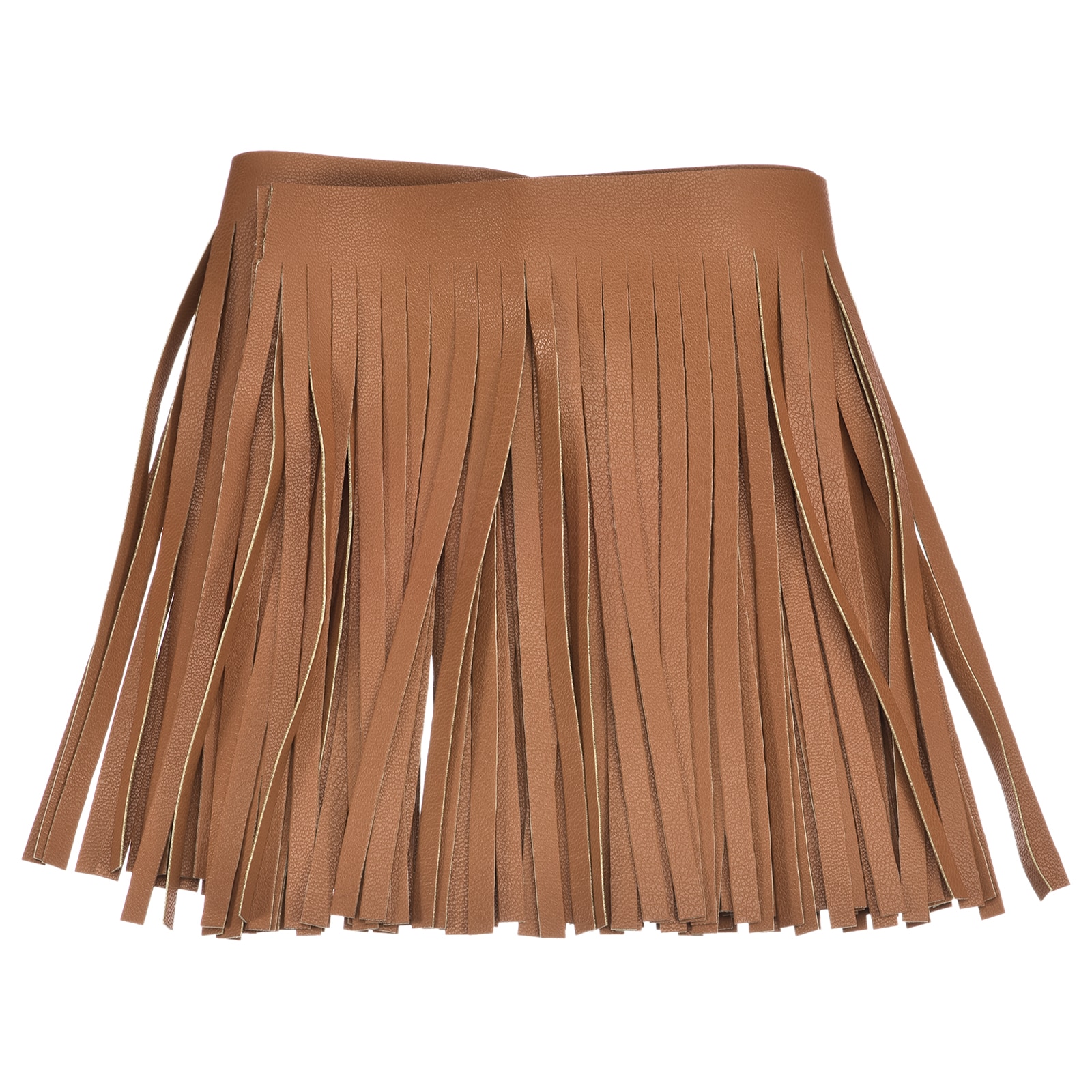Unique Bargains 1 Yard 6 Inch PU Faux Leather Fringe Trim Double Side Leather Sewing Tassel Fringe for DIY Sewing Dress Crafts Skirt Decoration Brown
