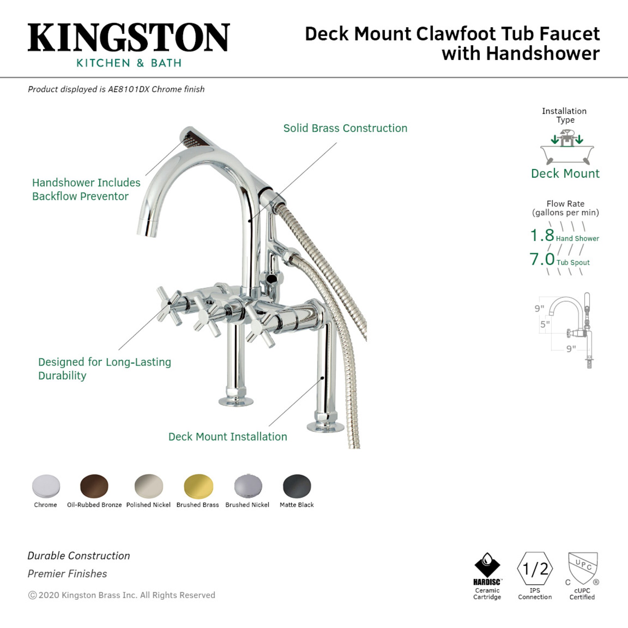 Kingston Brass WLAE8108DX Roman-Tub-Faucets - View #3