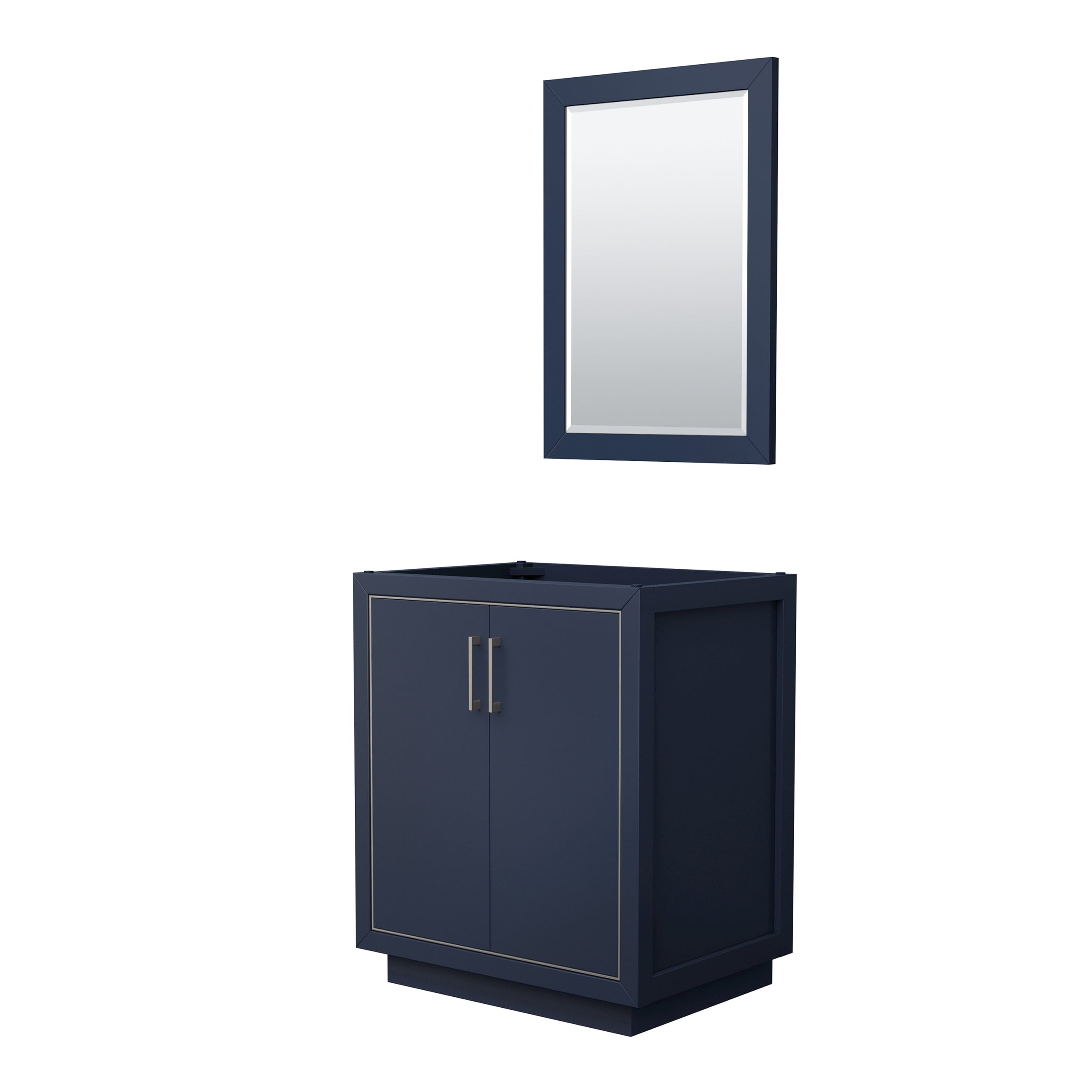 Wyndham Collection WCF111130SBNCXSXXM24 Icon 30-in Dark Blue with Brushed Nickel Trim Bathroom Vanity Base Cabinet without Top (Mirror Included)