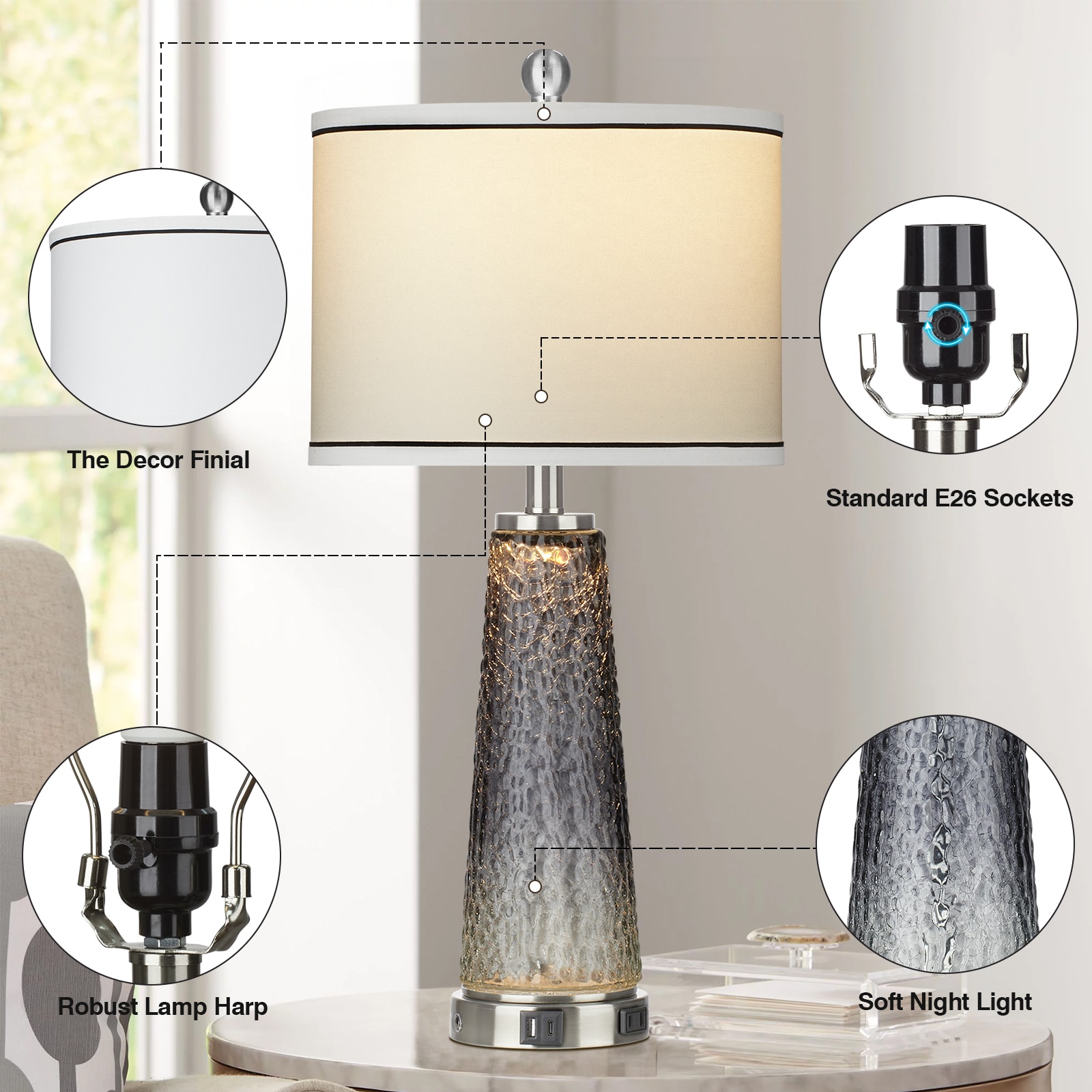 UrFurnishings TD-285 Table-Lamps - View #5