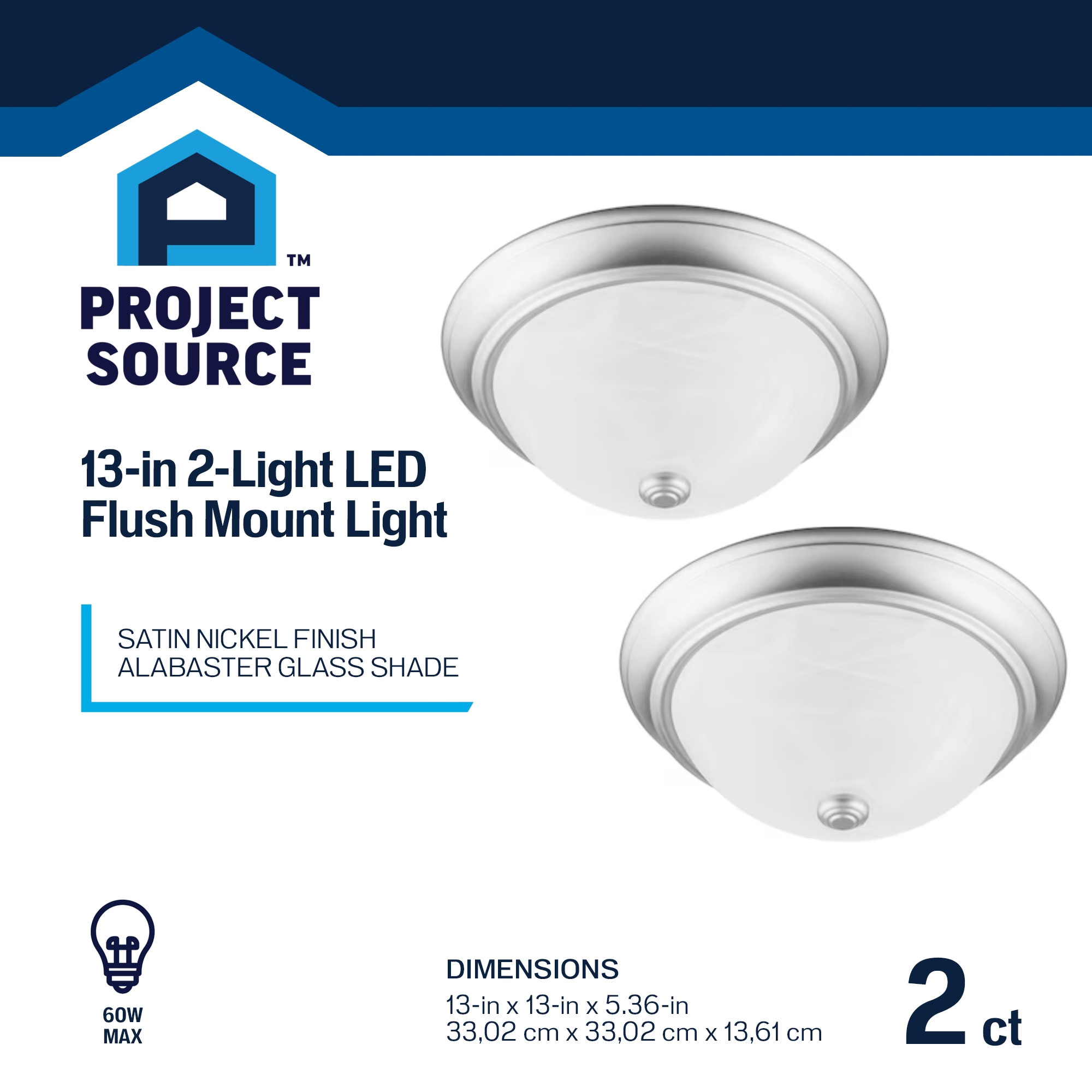 Project Source 2-Pack 13-in White Traditional Flush Mount Light 0555550,Open Box buying