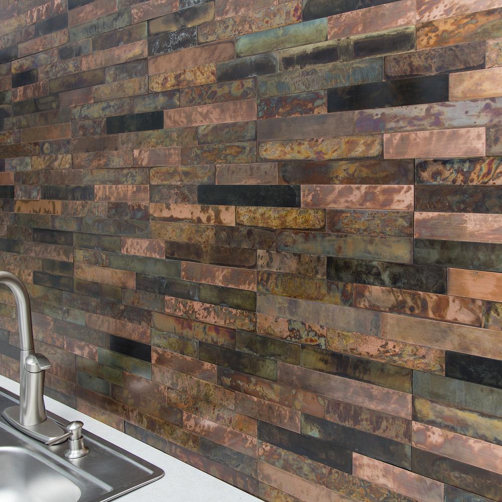 Bronze Relic Distressed Metal Peel and Stick Wall Tile