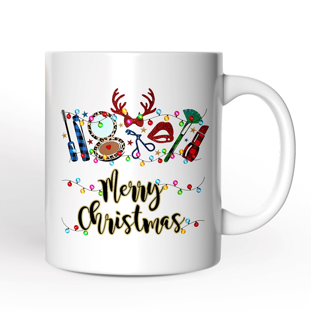 OrnamentallyYou Makeup Artist Buffalo Plaid Christmas Mug Cosmetologist Beauty and Cosmetics Gift #NPCM209
