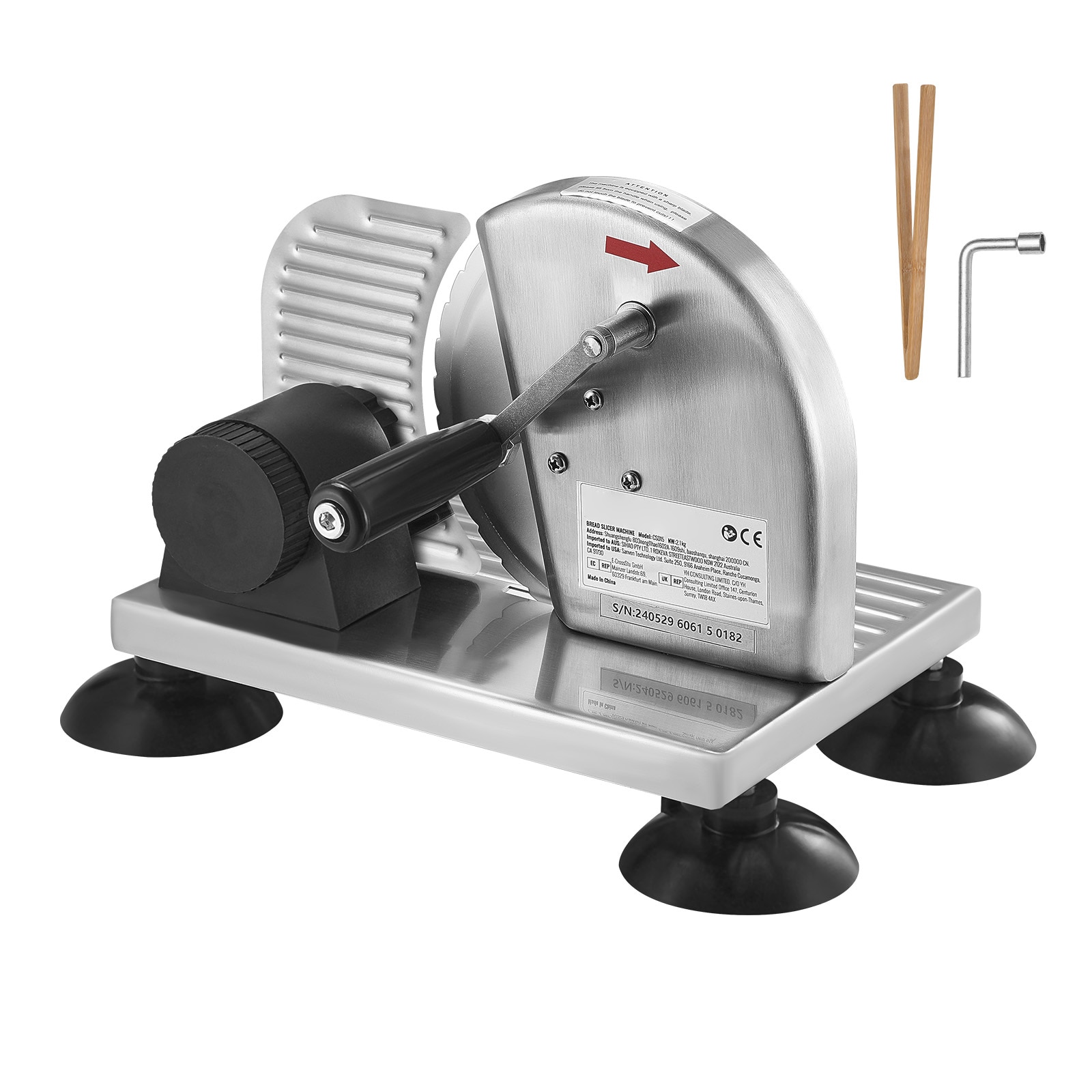 VEVOR BZDQPJ200W75I7CZUV1 0-6-IN Bread Slicer Commercial/Residential Food slicer and Meat Slicer with Thickness Control ( Silver )