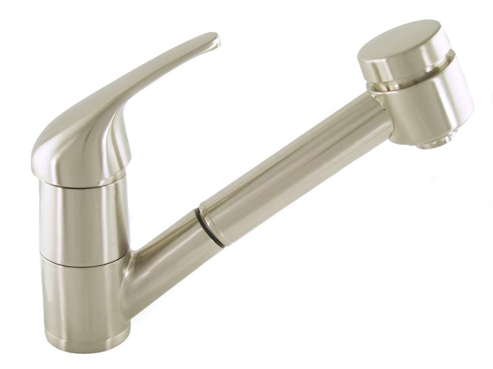 Mico Designs Europa Satin Nickel Single Handle Pull Out Kitchen Faucet   02835851 