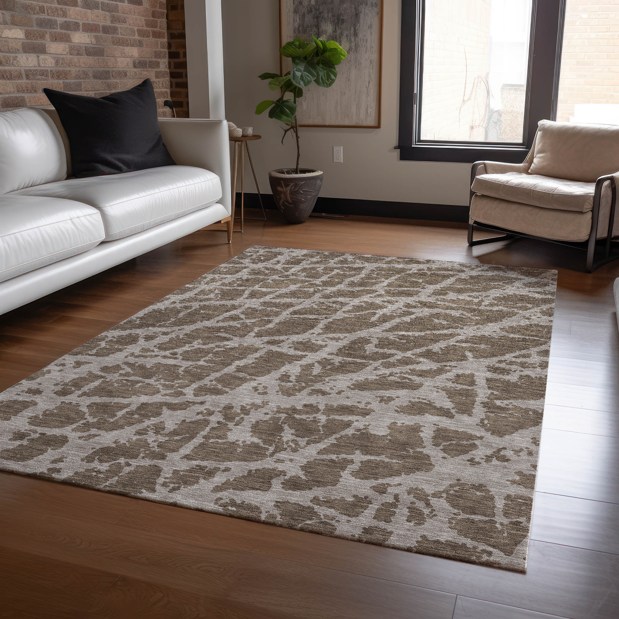 Addison Rugs ACN501BR5X8 Chantille ACN501BR 5 x 7 (ft) Polyester Brown Rectangular Indoor/Outdoor Abstract Machine washable Area rug