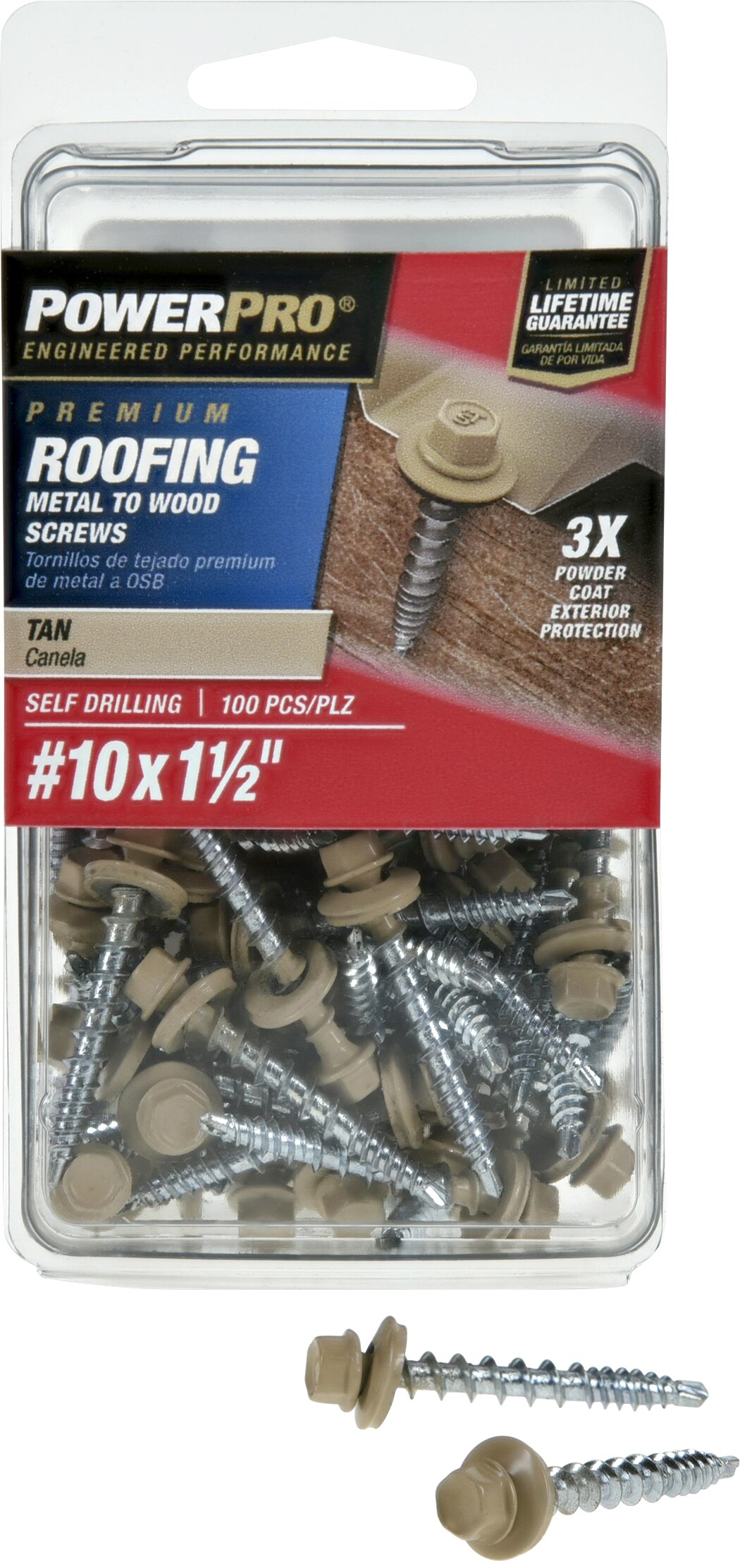 10x2-1/2 Hex Head Roofing Screws with Neoprene Washer Weather Coat 500 