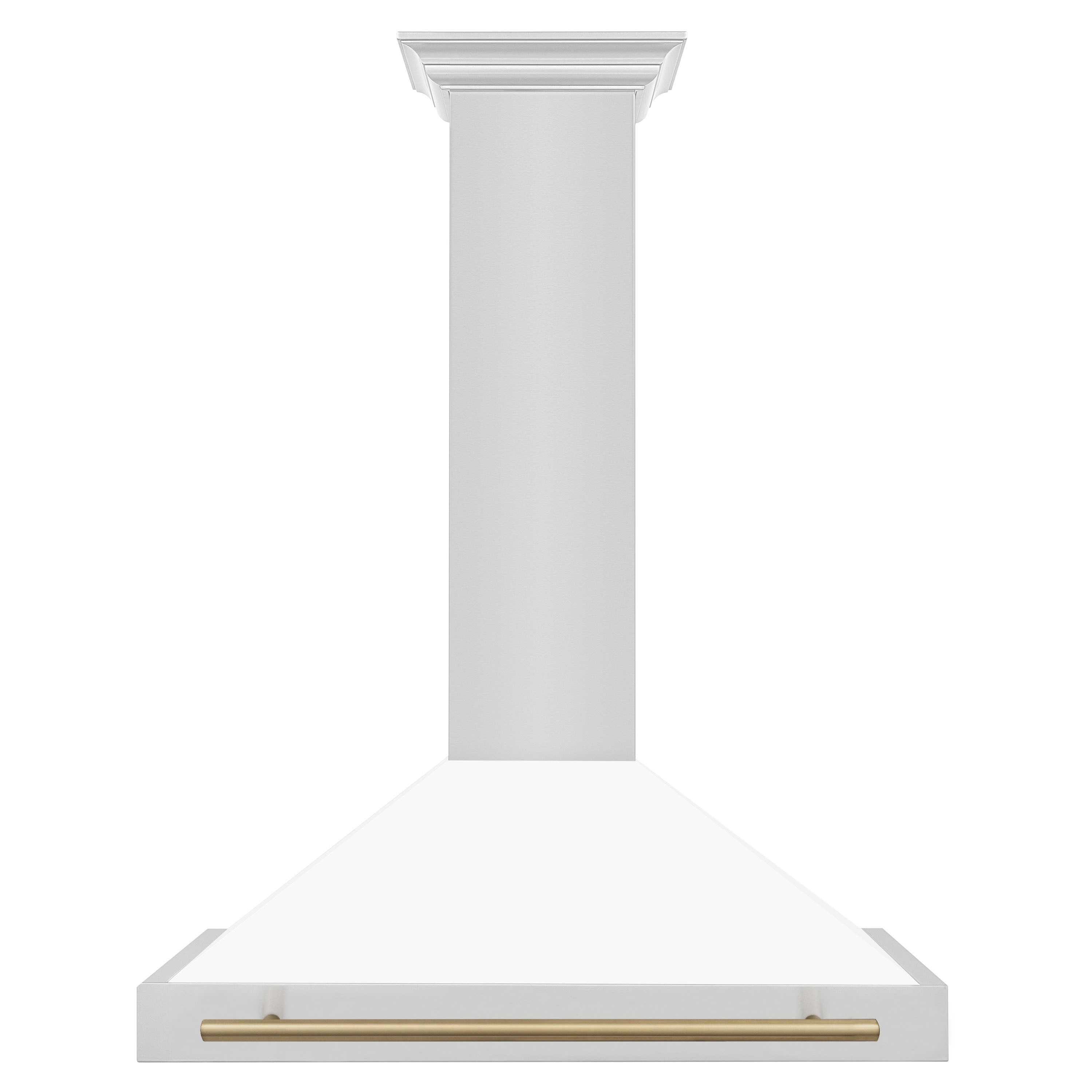 ZLINE KITCHEN & BATH KB4STZ-WM36-CB 36 inch Convertible 400-CFM Recirculating Stainless Steel with White Matte Shell and Champagne Bronze Handle Wall-Mounted Range Hood