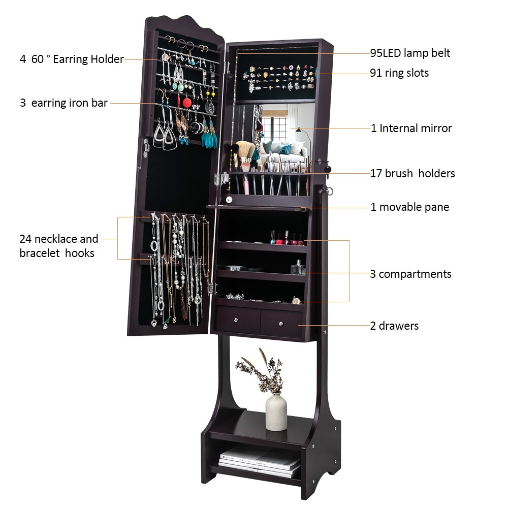 Winado Jewelry Armoires Brown Jewelry Armoire in the Jewelry Armoires  department at