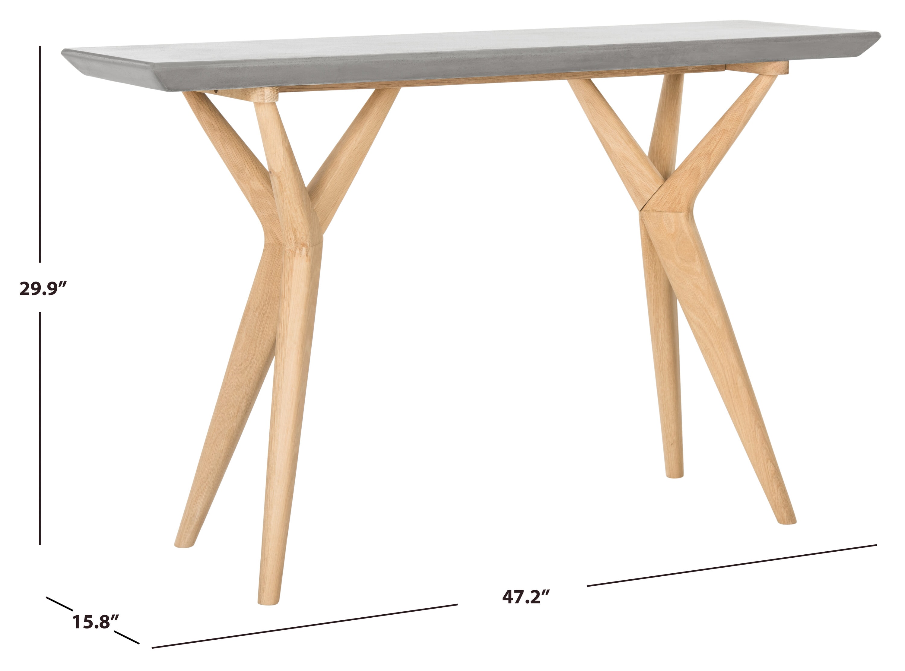 Safavieh Transitional 47" Dark Grey & Brown Concrete-Wood Console Table