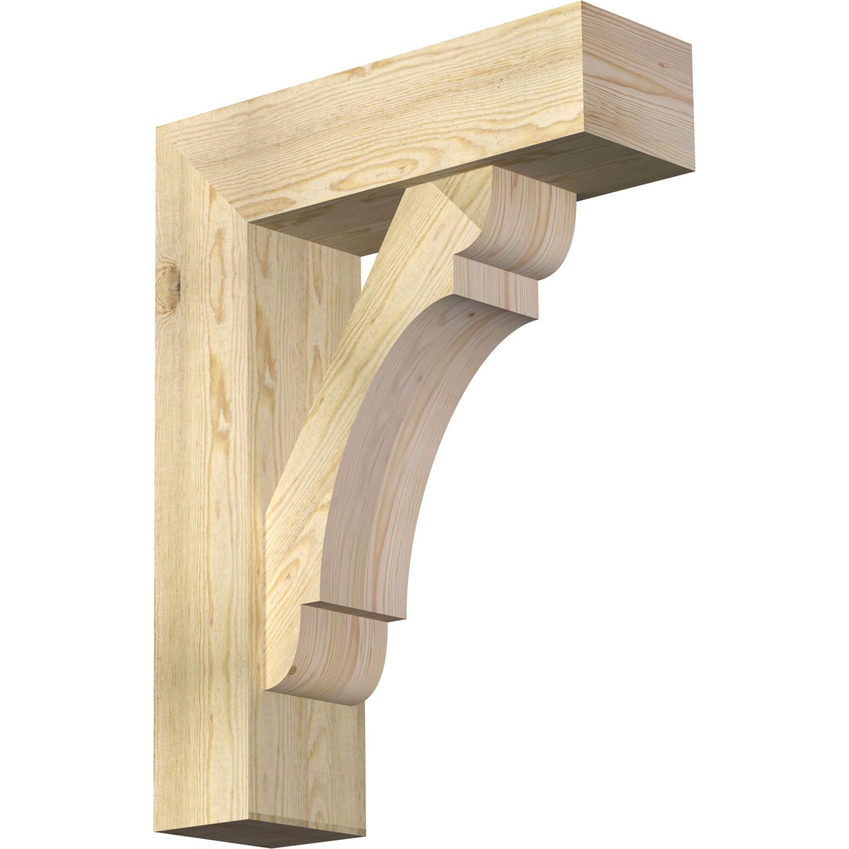 Ekena Millwork 1463680 Olympic Block Rough Sawn Bracket with Offset Brace 8-in x 26-in x 34-in Douglas fir Brown Wood Standard bracket