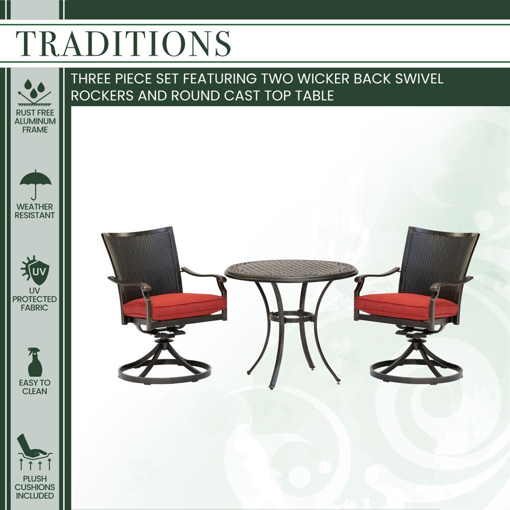 Hanover TRADDNWB3PCSWC-RED Patio-Dining-Sets - View #2