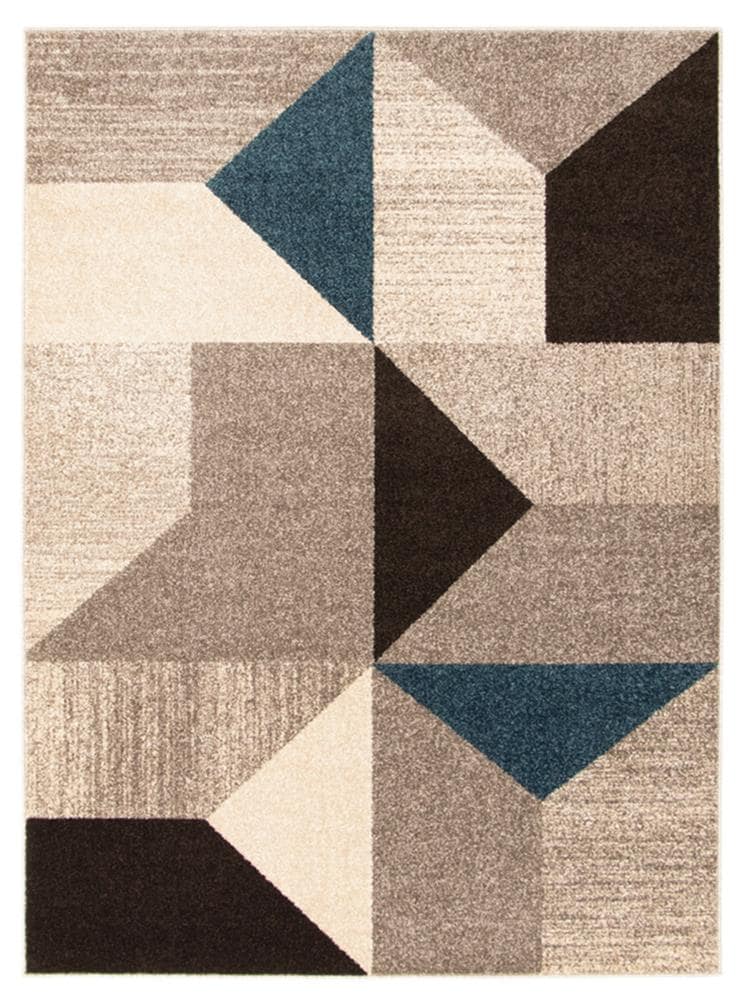 ECARPETGALLERY 345689 Harlow 5 x 7 (ft) Loomed Polypropylene Grey/Blue Rectangular Indoor Abstract Mid-Century Modern Area rug