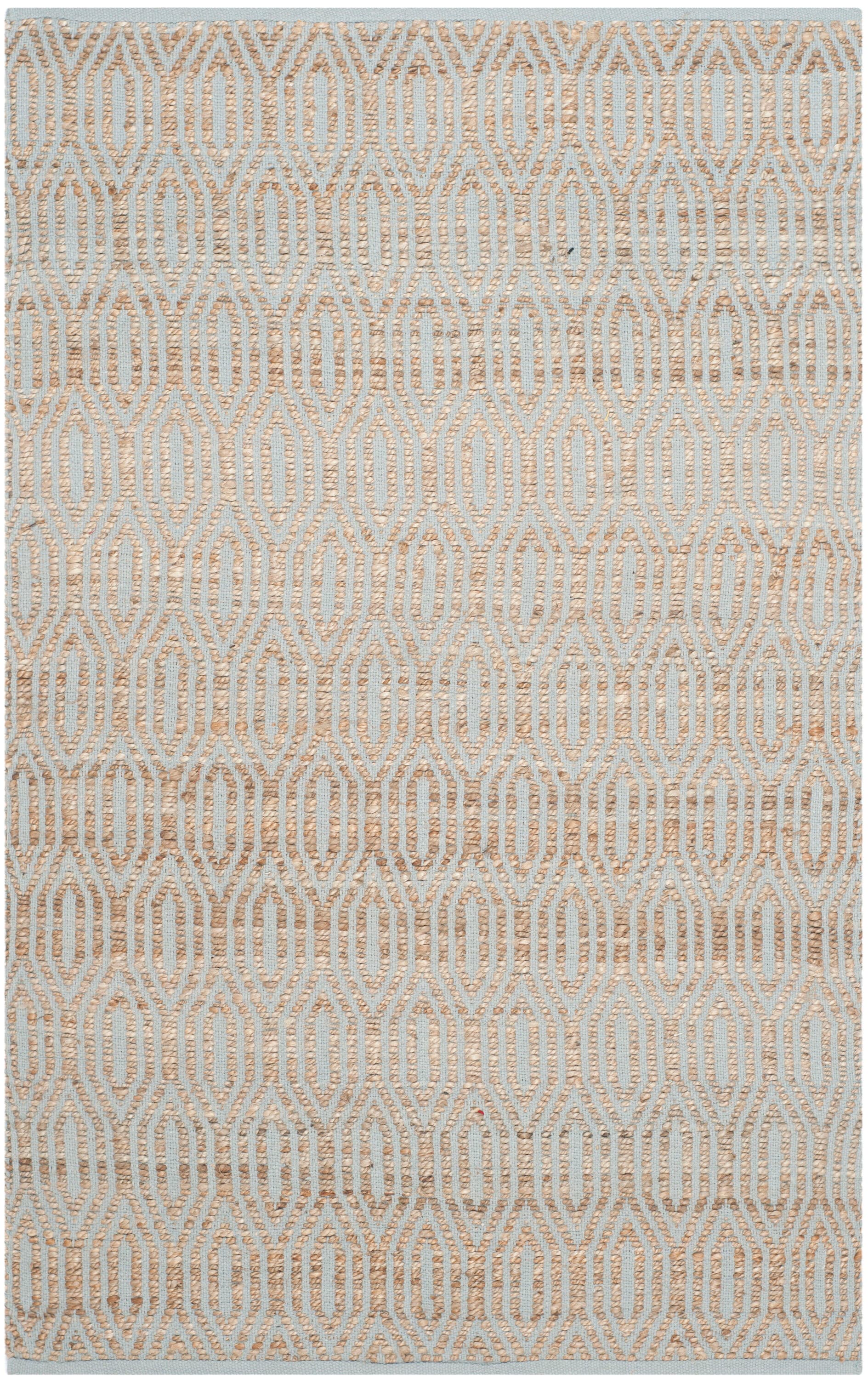 Silver and Natural Geometric Cotton Handmade 4' x 6' Rug
