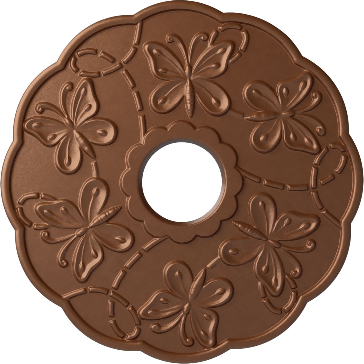 Ekena Millwork CM17TSPOS Terrones Butterfly 17.875-in W x 17.875-in L Painted Polished Copper Polyurethane Whole Ceiling Medallion