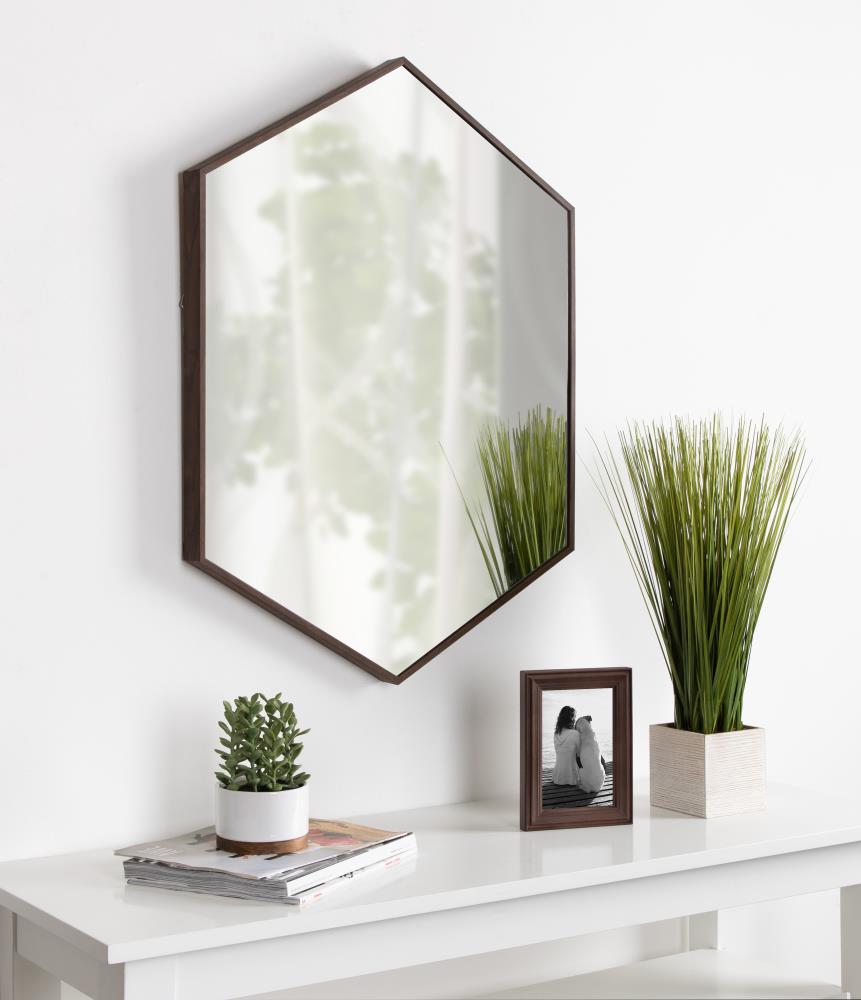 Walnut Brown Rectangular Wood Full Length Vanity Mirror
