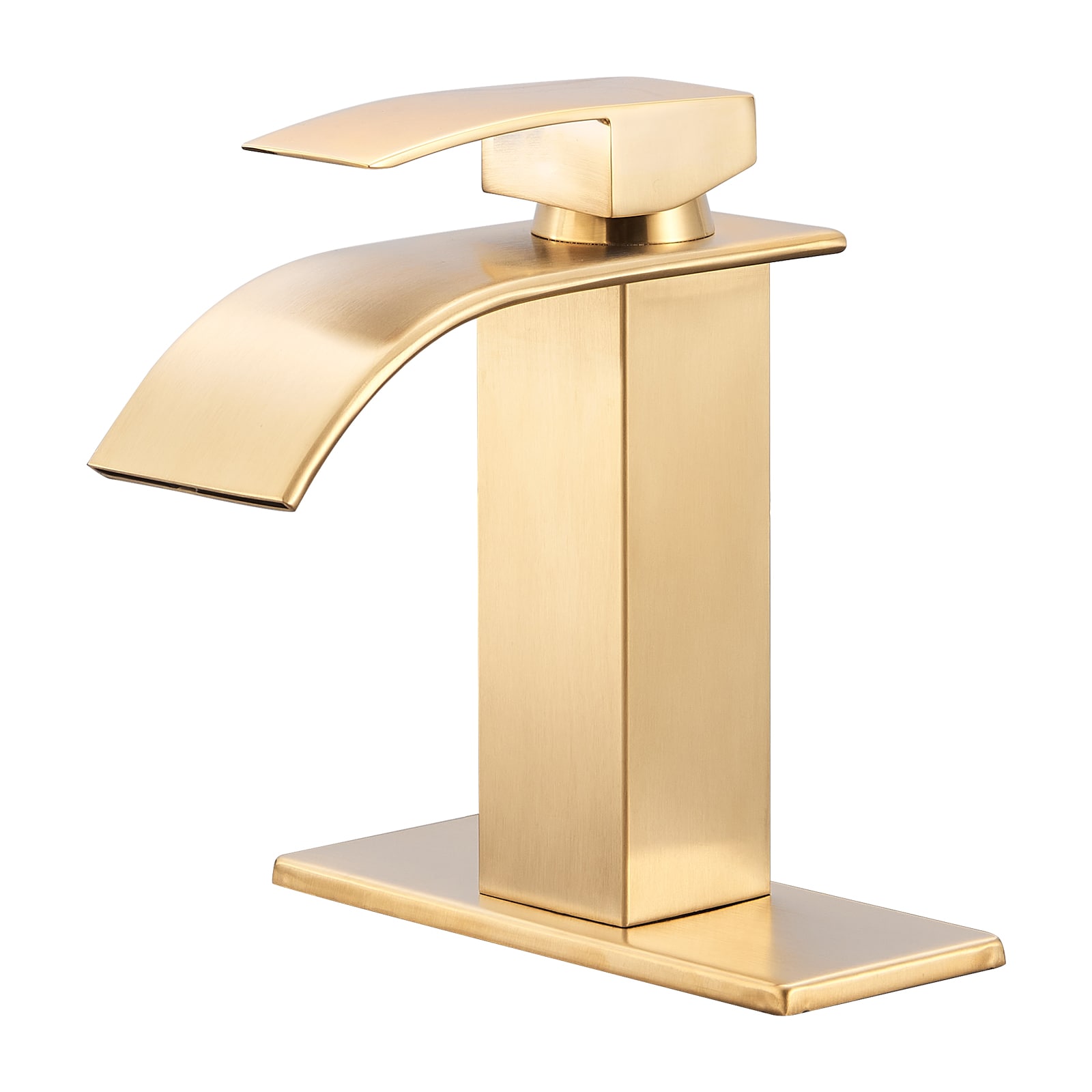 Cobbe LSBFQ0501G Gold Single hole 1-handle Low-arc Residential Handle Bathroom Sink Faucet with Deck Plate