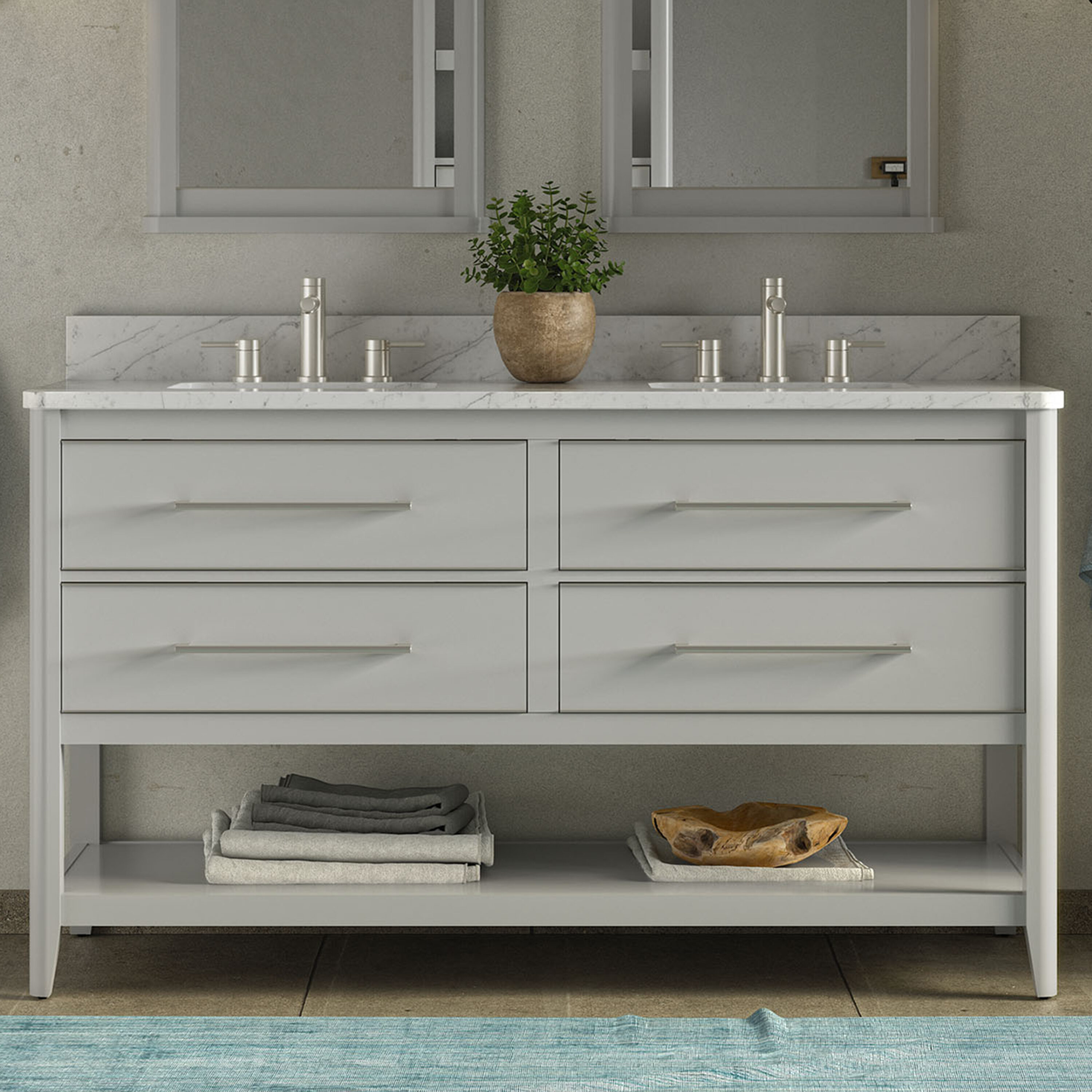 Lynnmere 60-in Light Gray Undermount Double Sink Bathroom Vanity with Carrara Natural Marble Top | - ED Ellen DeGeneres 1549VA-60-242-900-UM