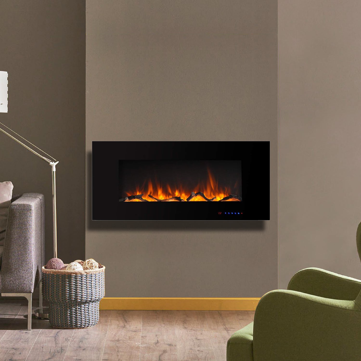 Clihome 42-in W Black LED Electric Fireplace in the Electric Fireplaces ...