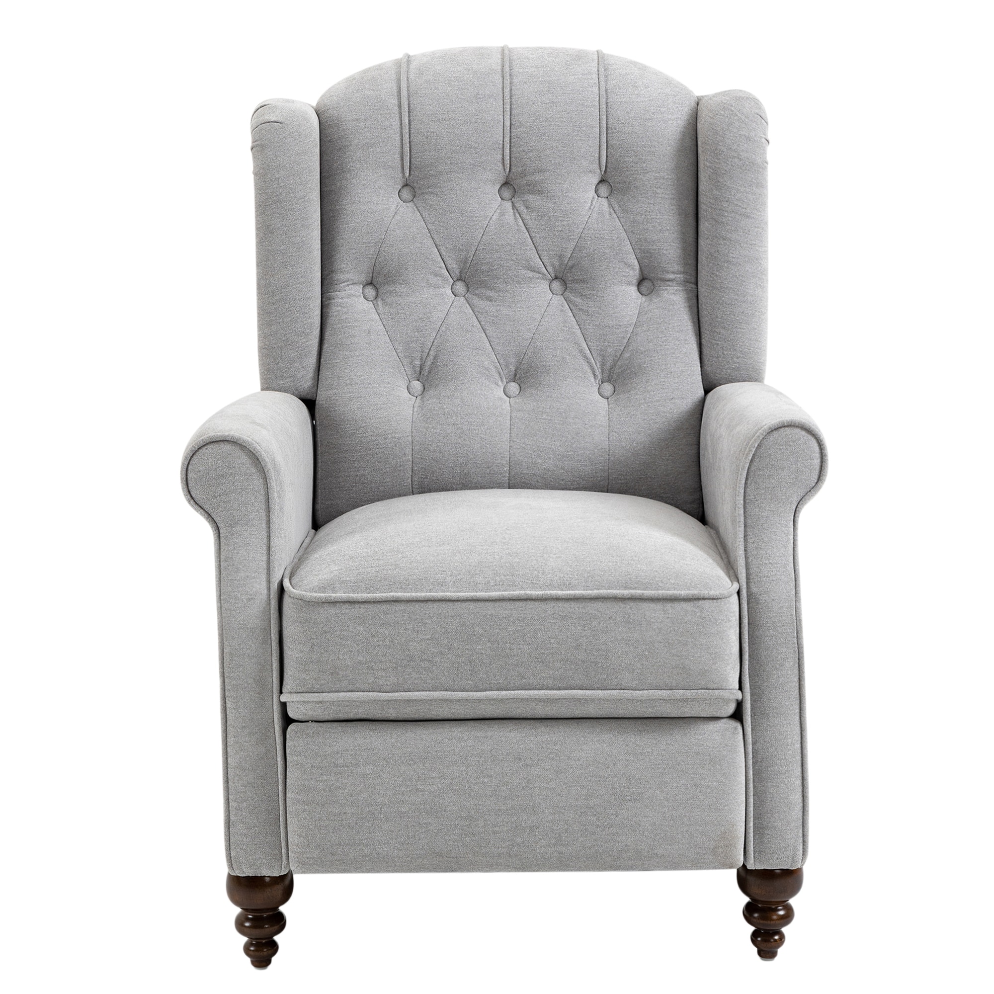 Gray Velvet Upholstered Recliner with Button Tufting