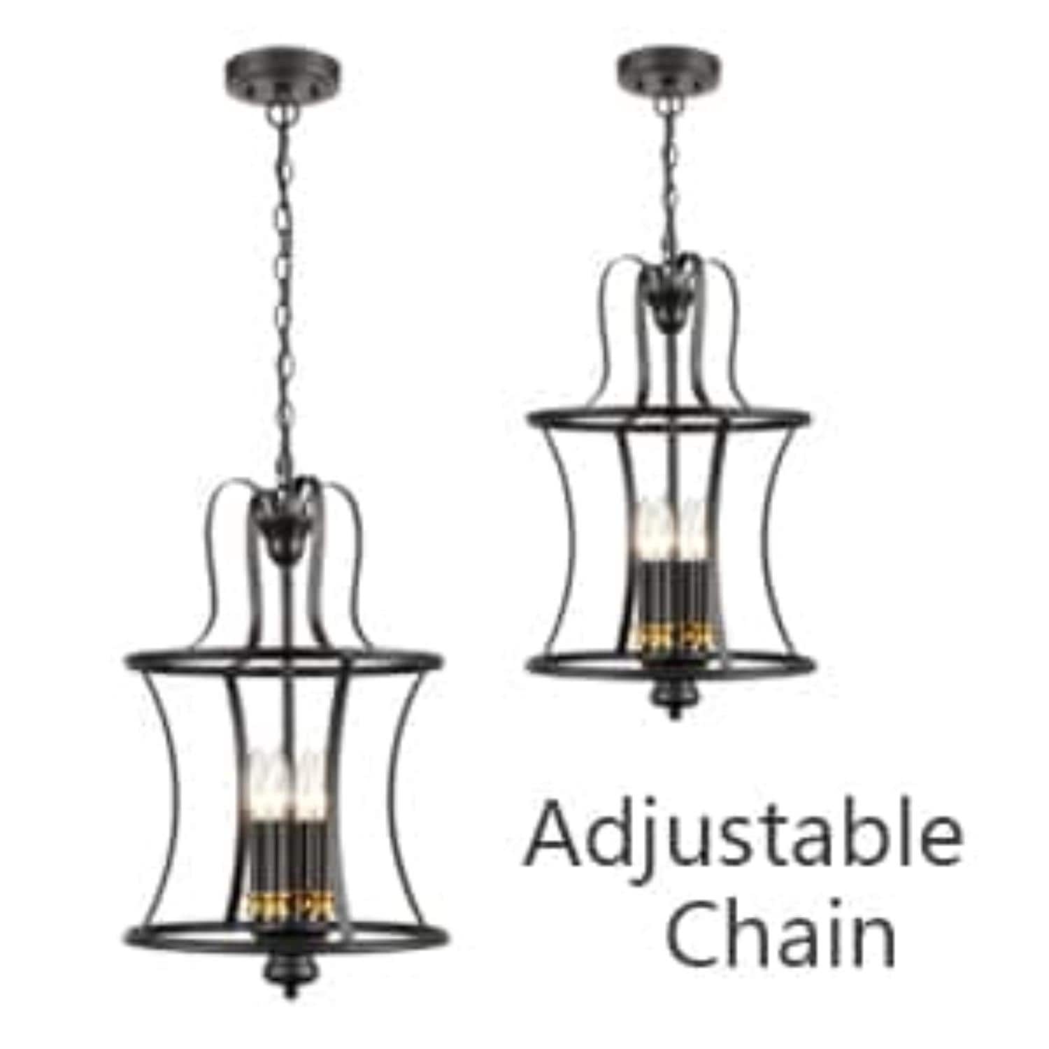 Polished Black Metal Lantern Cage Outdoor Pendant Light