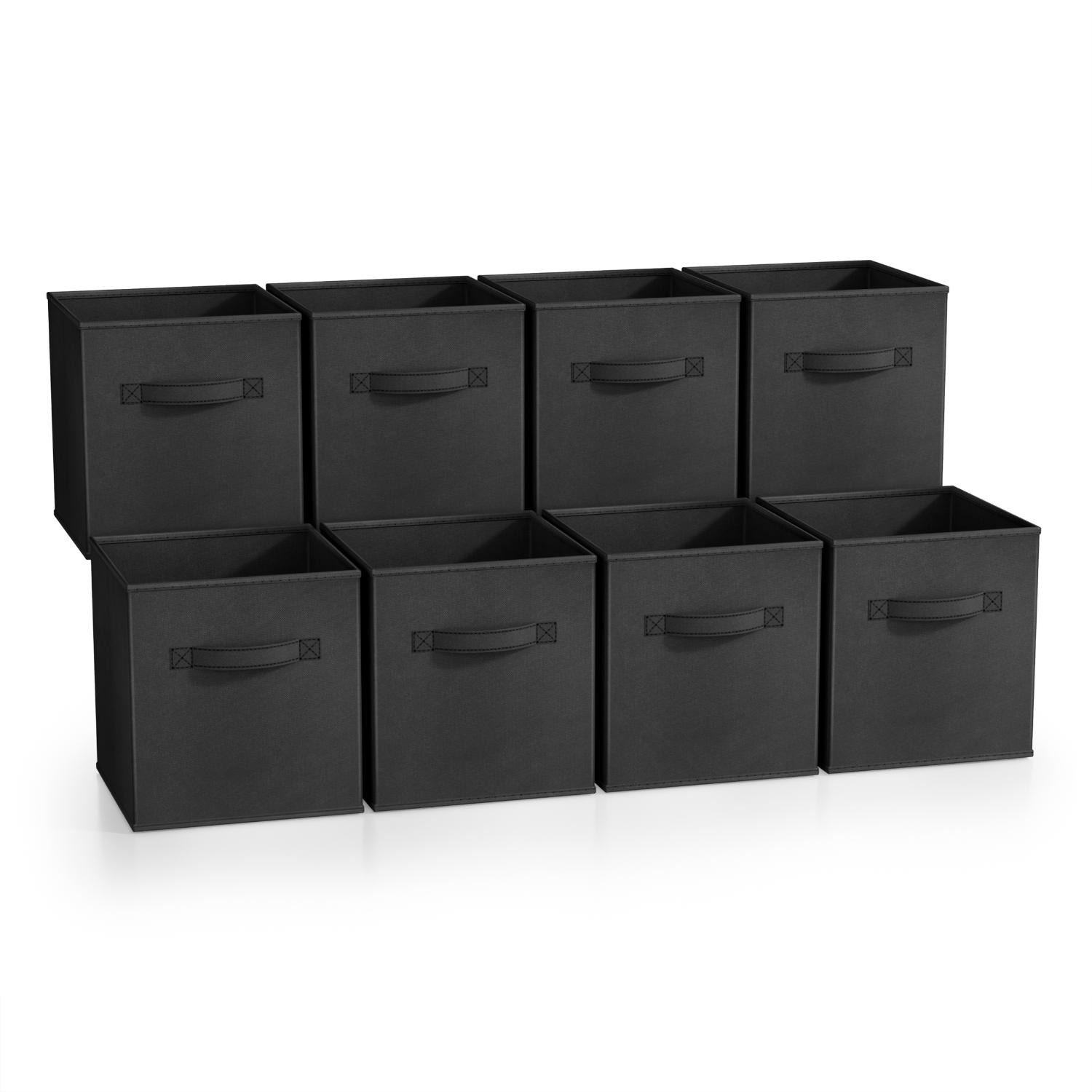 SORBUS STRG-BIN-BLK-8PK ( 10.5-in W x 11-in H x 10.5-in D ) Black Polyester Collapsible Bin
