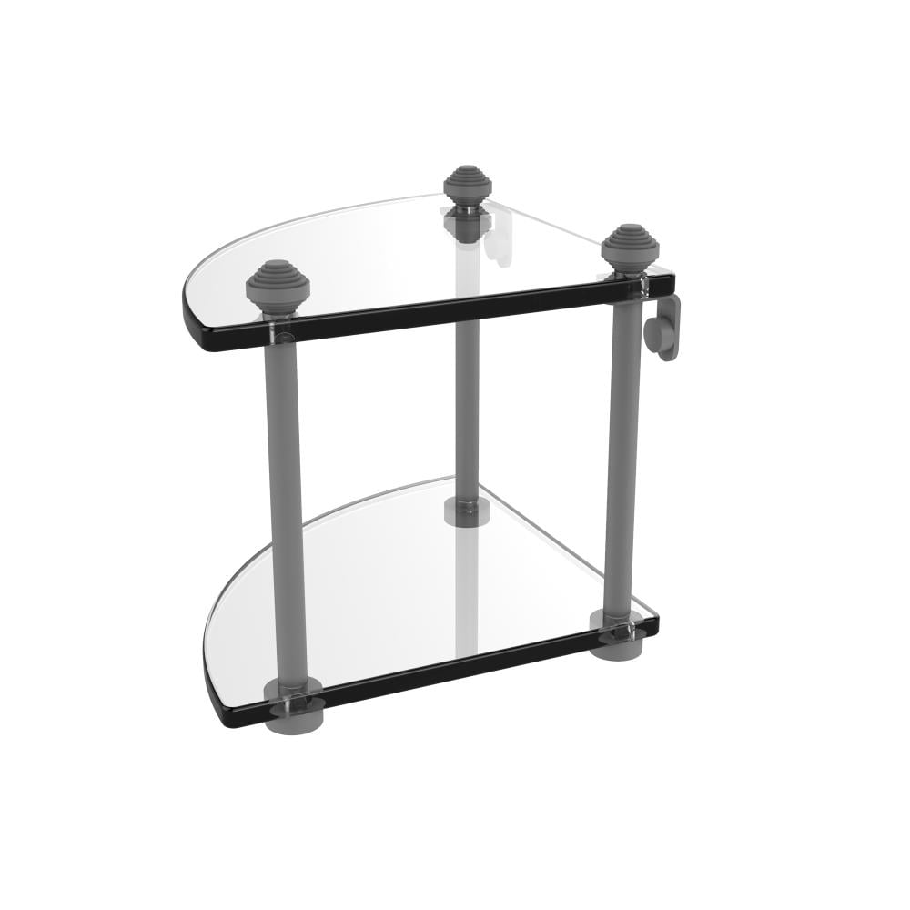 Allied Brass SB-3-GYM Southbeach Matte Gray 2 -Tier Wall mount Corner Bathroom Shelf ( 8-in x 8-in x 8-in )