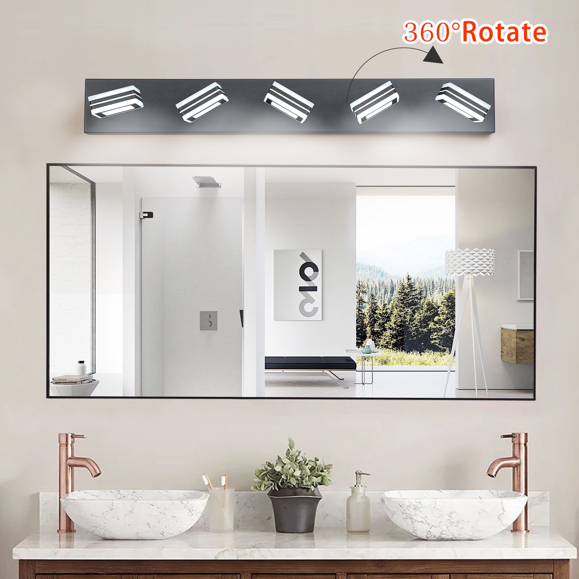 BABOOM LED Modern Vanity Lights 32.28-in 5-Light Matte Black LED Modern ...