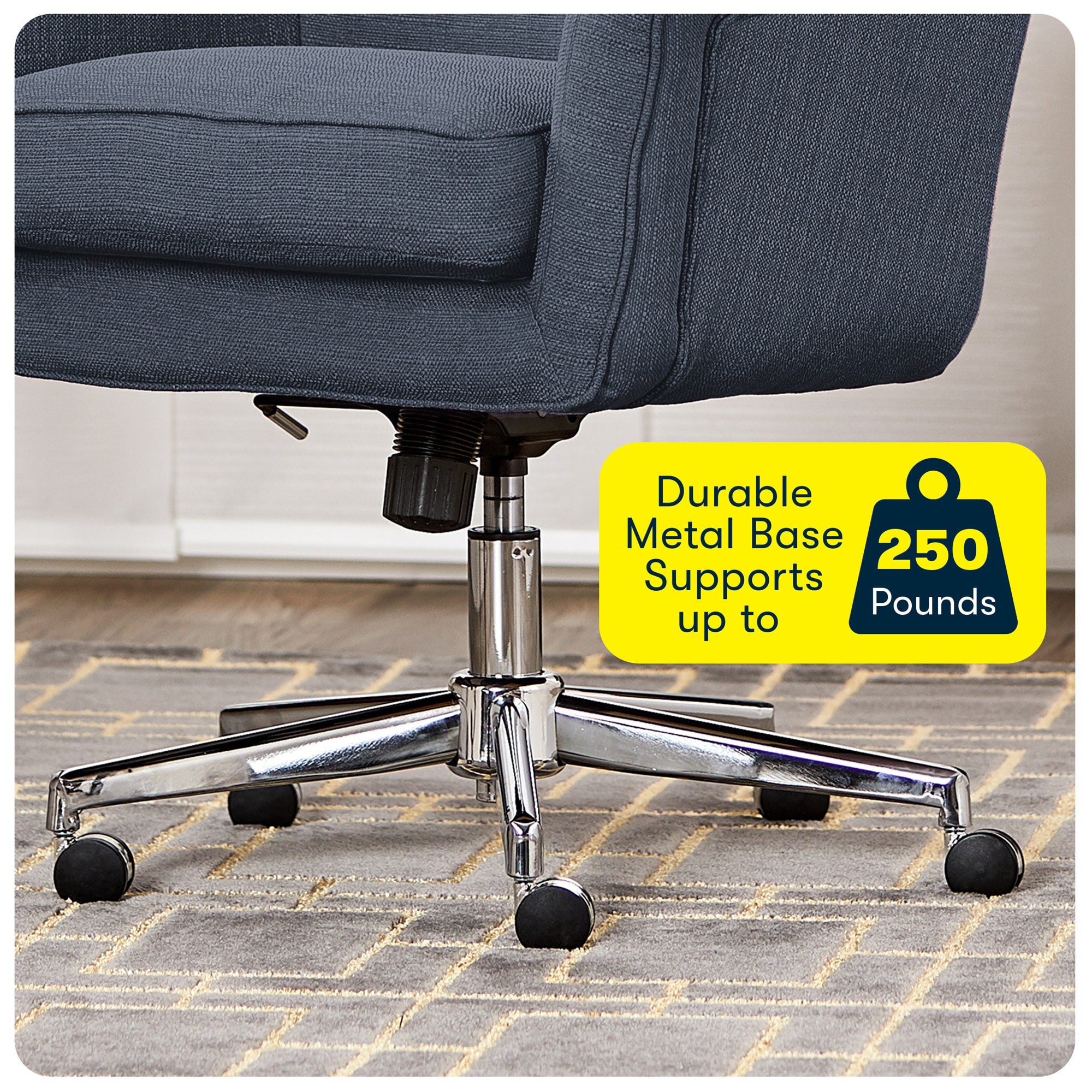Sanctuary Blue Memory Foam Swivel Home Office Chair with Arms