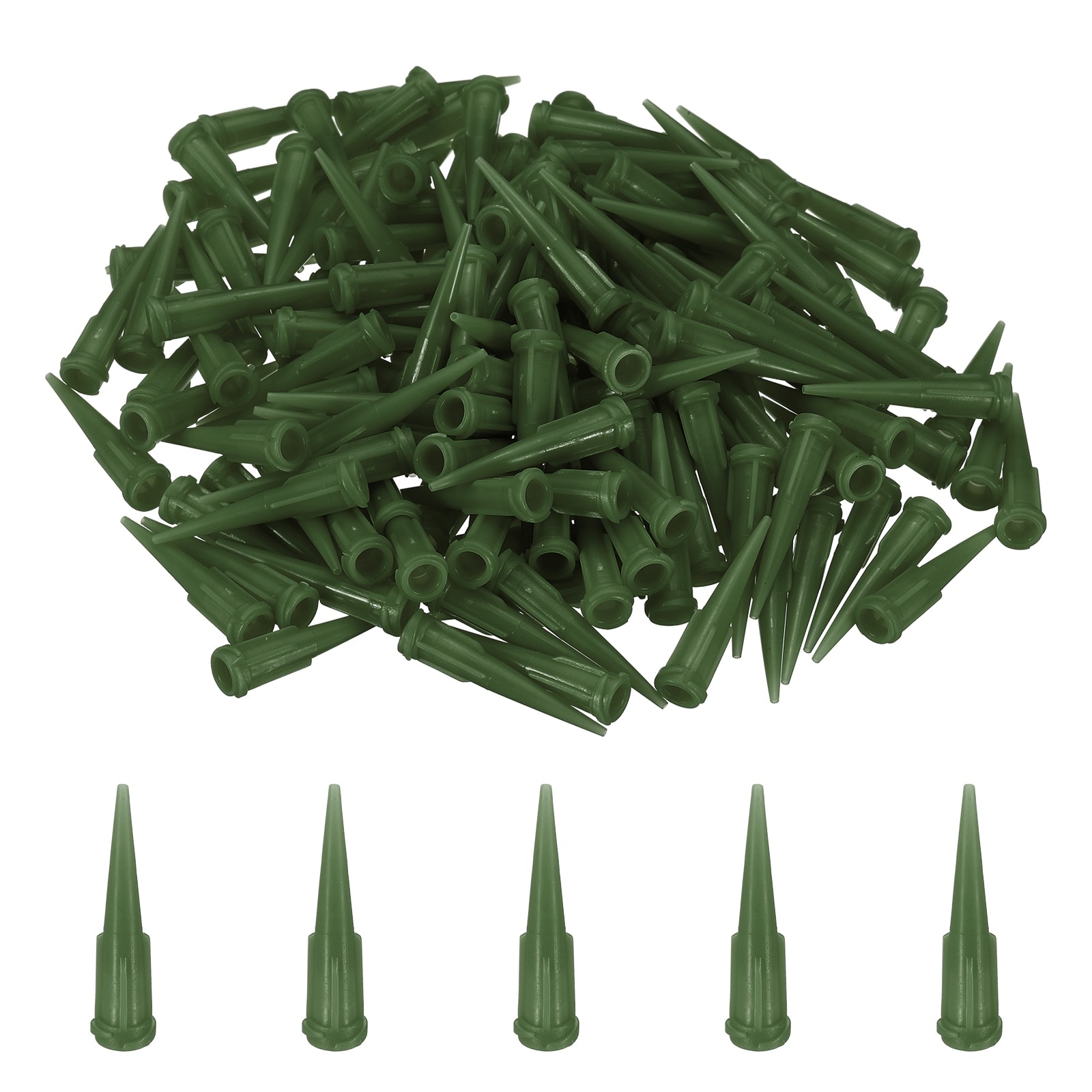 Unique Bargains 160pcs Plastic Tapered Pinhead 14 Gauge TT Adhesive Dispensing Needle Tip 1.55mm Glue Applicator Blunt Tips for Industrial Oil or Glue Applicator Transparent Olive