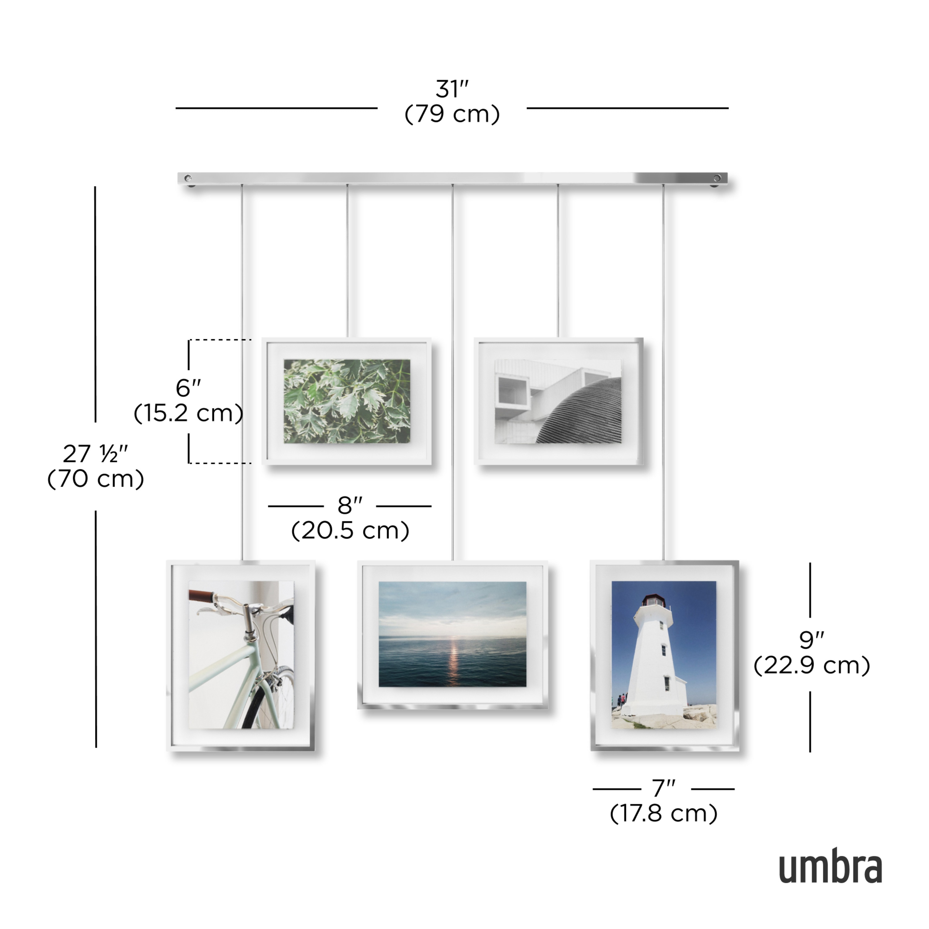 Chrome Floating Wall-Mounted 4x6 Picture Frame Set