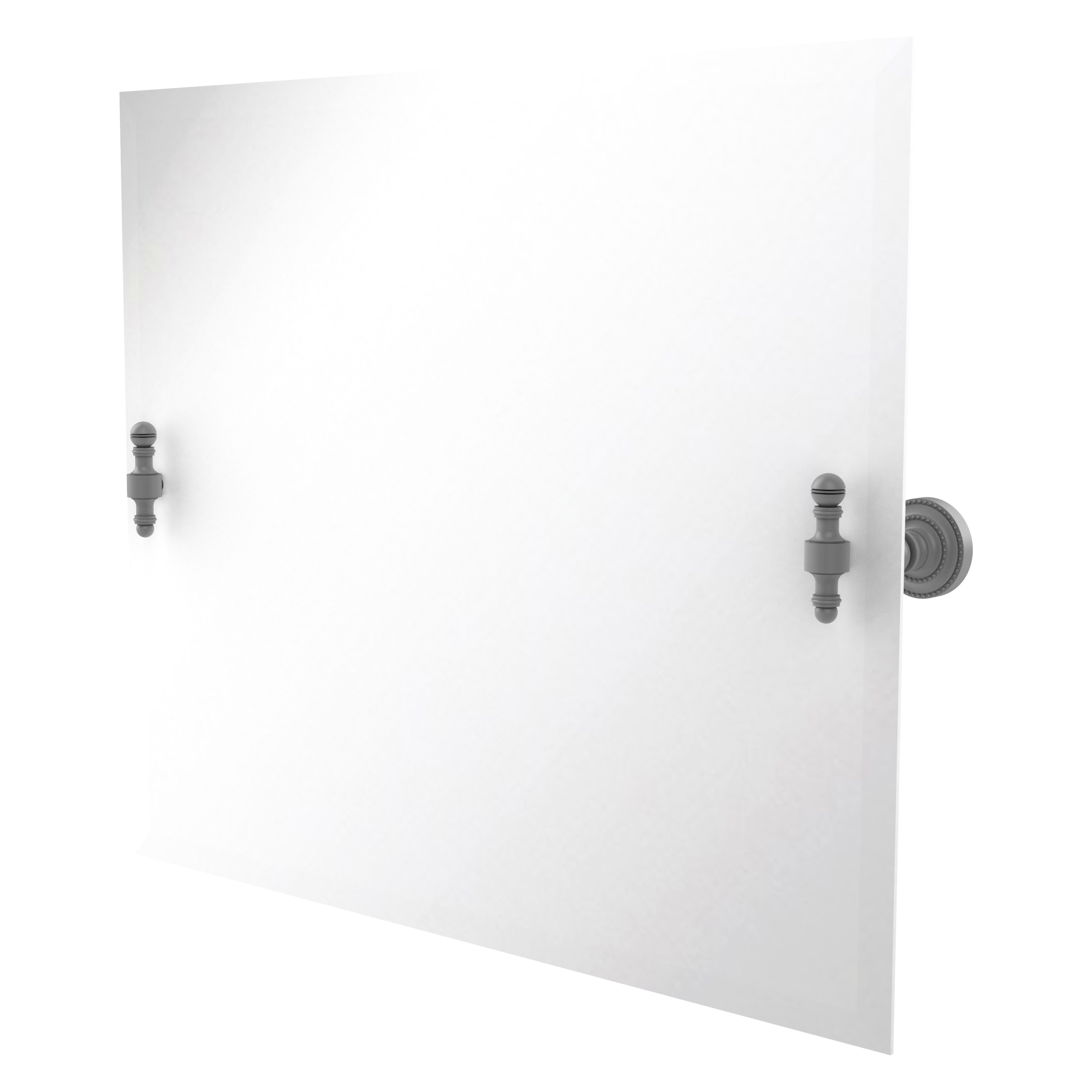 Allied Brass RD-93-GYM Retro Dot 26-in x 21-in Beveled Frameless Rectangle Tilting Bathroom Vanity Mirror ( Matte Gray )
