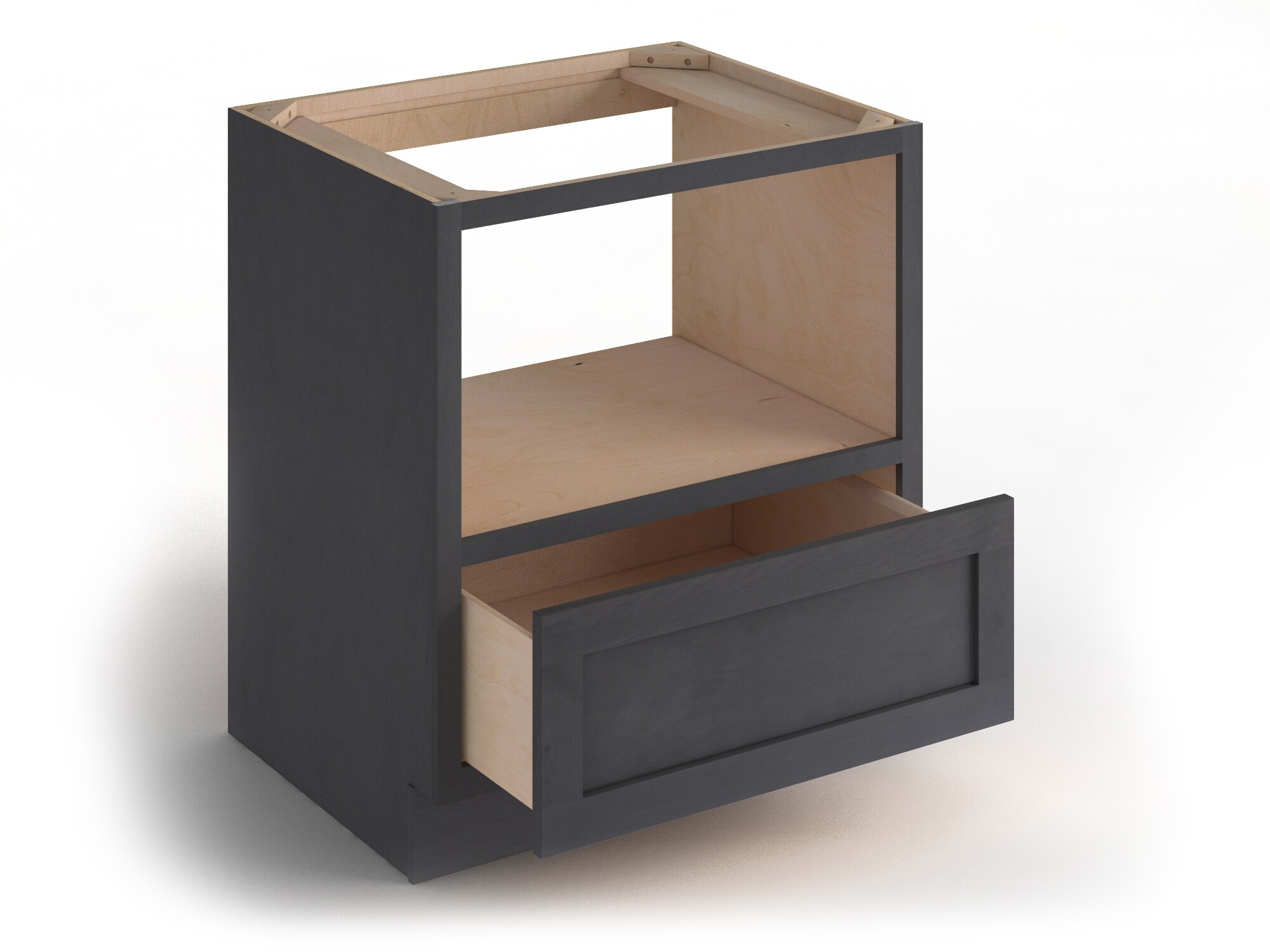 Valleywood Cabinetry 30-in W x 34.5-in H x 24-in D Ideal Gray Birch 1-Drawer Microwave Base Ready To Assemble Plywood Cabinet (Flat Panel Style)