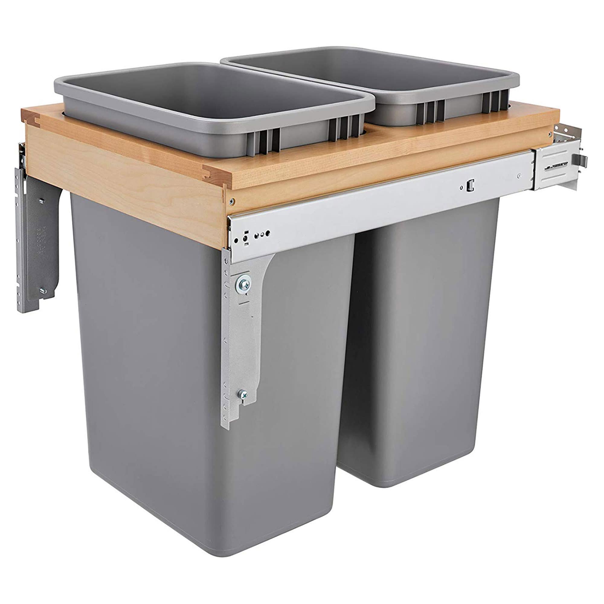 Rev-A-Shelf  Pullout Top Mount Trash Can w/ Soft-close 50 qt 4WCTM-2150BBSCDM-2
