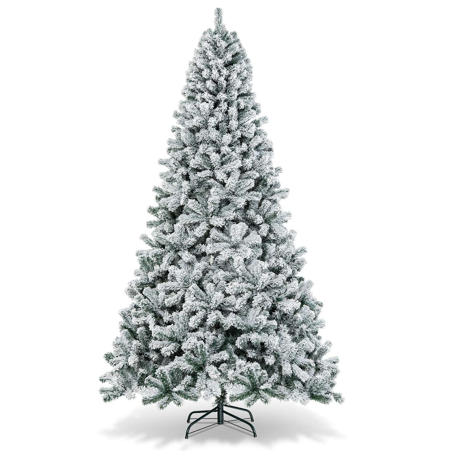 Costway CSHY000210 9ft Snow Flocked Hinged Artificial Christmas Tree Unlit Metal