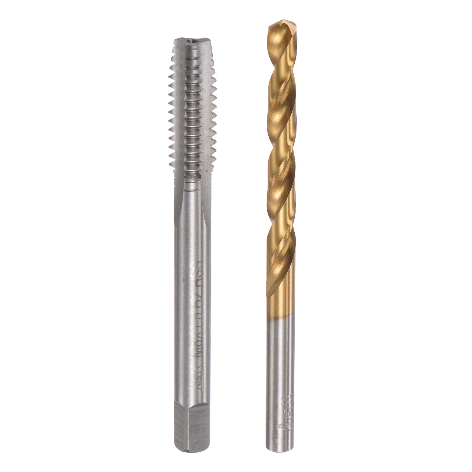 Unique Bargains M8 x 1.5 Straight Flute Thread Tap and 6.5mm Twist Drill Bit Set Metric Titanium Plated 6542 High Speed Steel Machine Screw Thread Tap Threading Drilling Tool