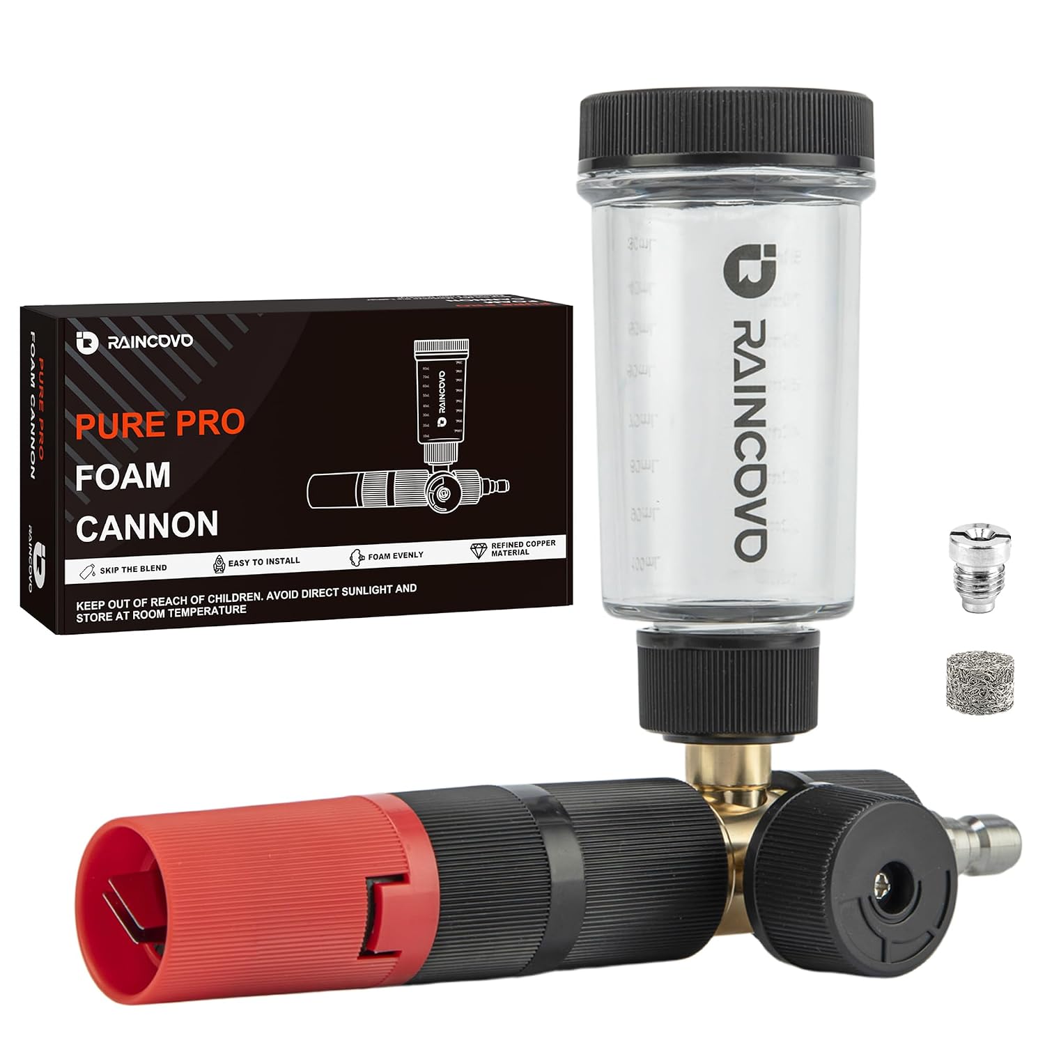 Raincovo Foam Cannon for Pressure Washer with 1/4 Inch Quick Connector Adjustable Nozzle 360 Degree Rotation and 1.1mm Orifice Nozzle for Car Detailing