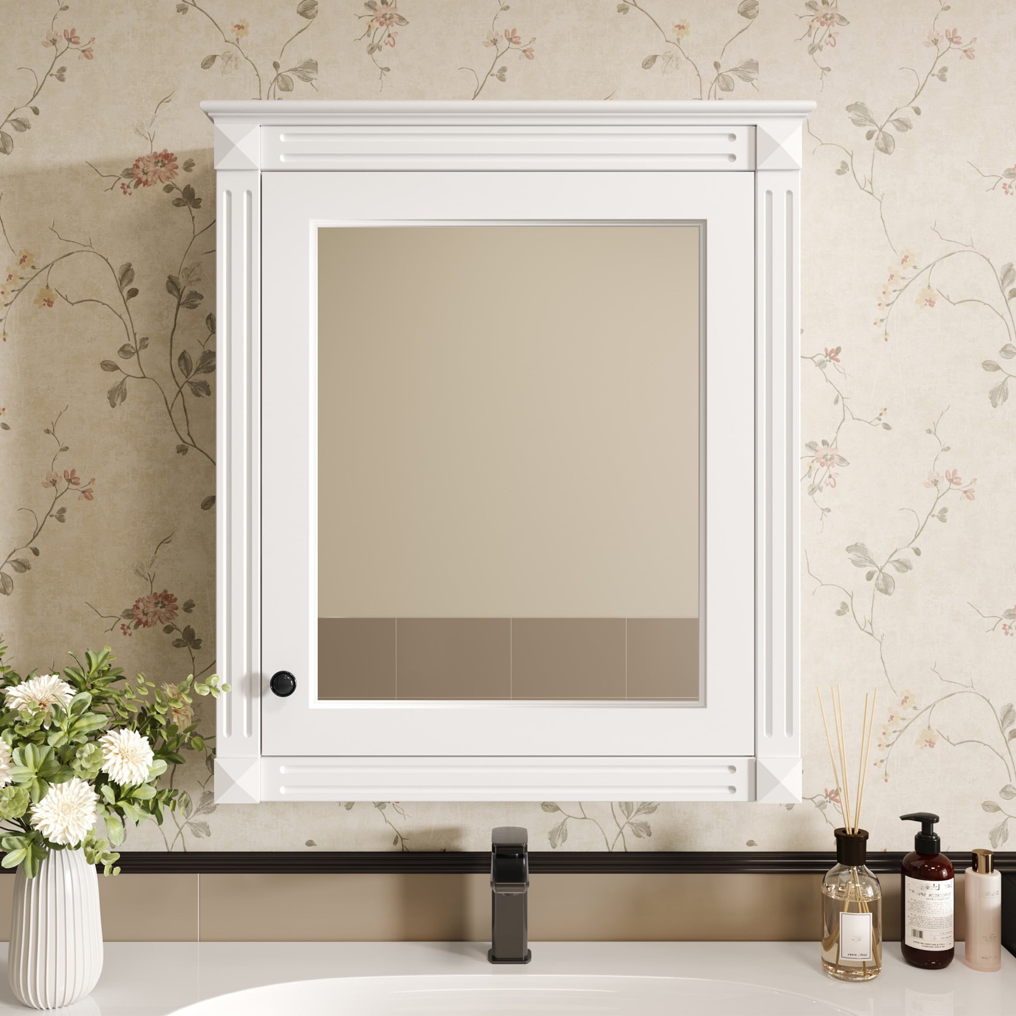 ToolCat BZ-2-74-JYG 24-in x 27-in Surface/Recessed Mount White Mirrored Rectangle Soft Close Medicine Cabinet