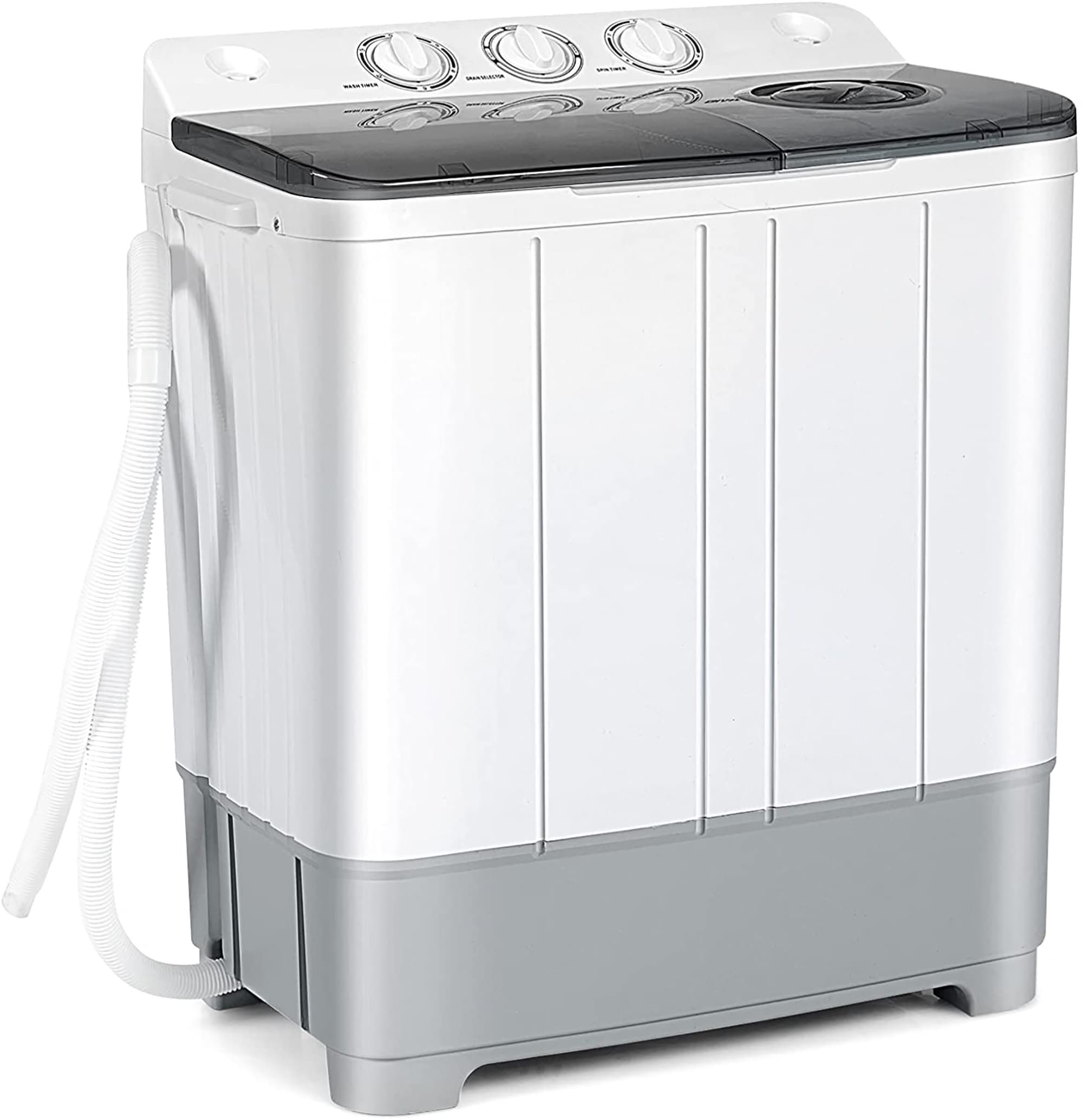 Costway CSHY000789 Portable Twin Tub Washing Machine Washer(13.2lbs) and Spinner (8.8lbs) Grey