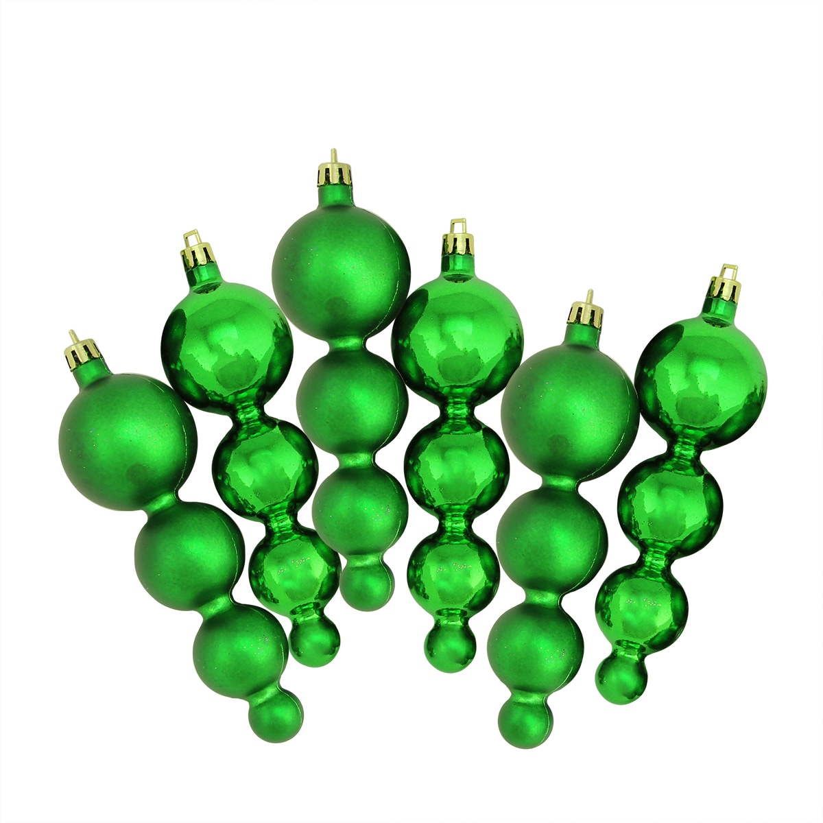 Northlight 31755187 6 -Pack Green Ball Standard Indoor Ornament set Shatterproof