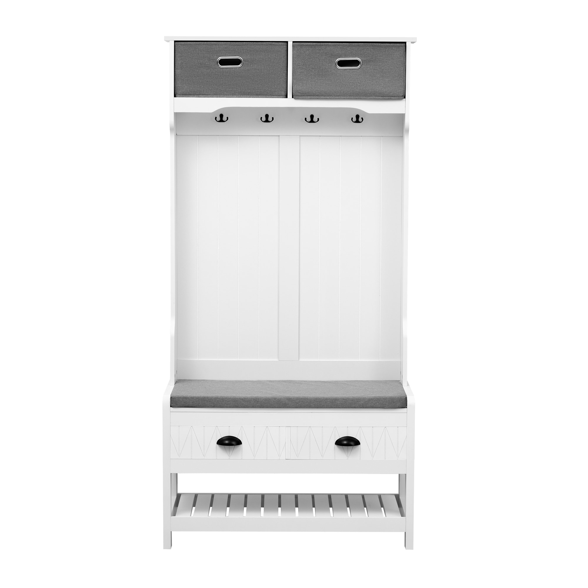 Flynama L-P184891K Modern 34.2-in White Wood Hall Tree