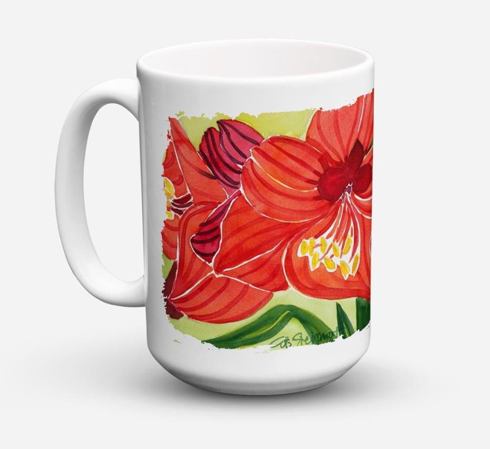 Flower Amaryllis Dishwasher Safe Microwavable Ceramic Coffee Mug