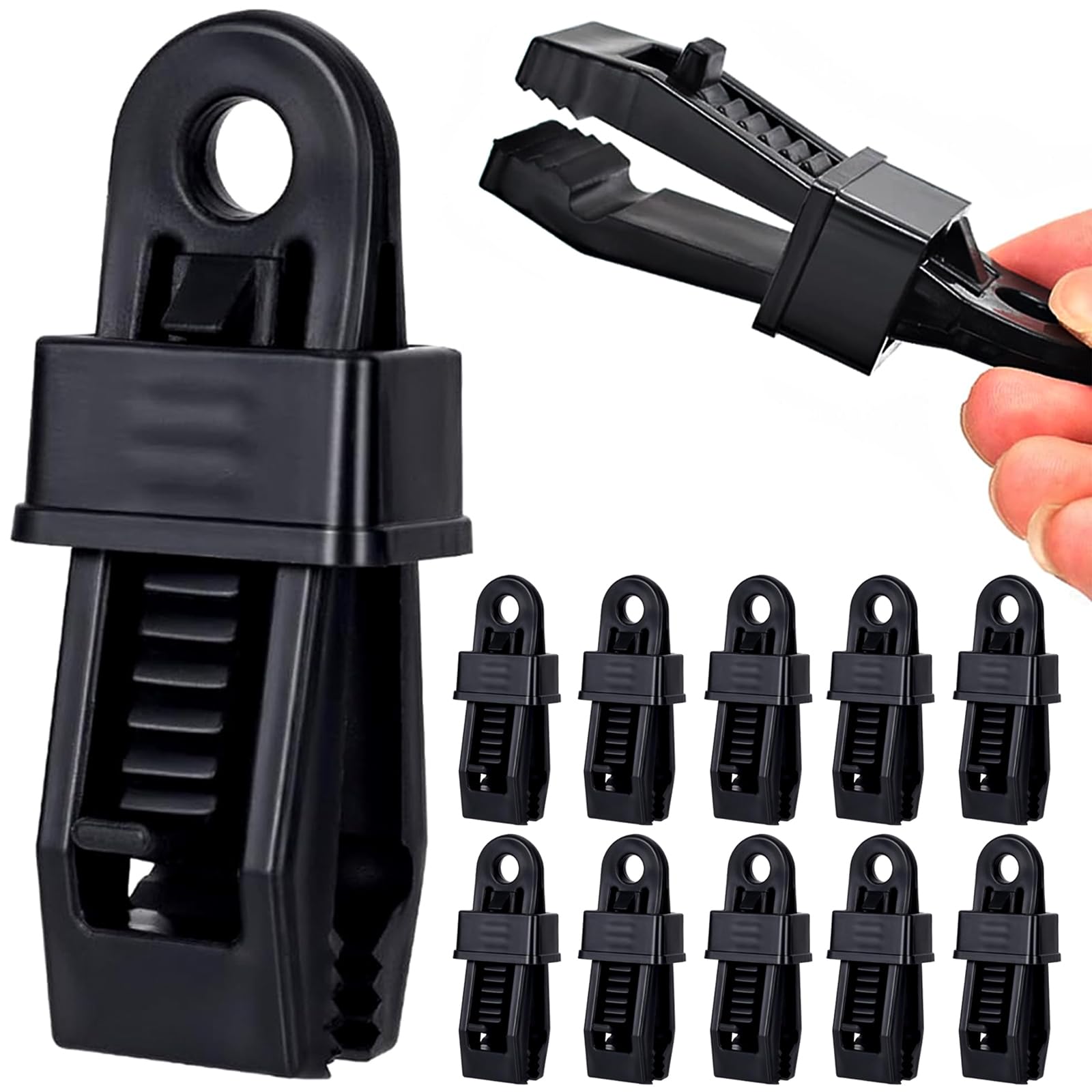 ITOPFOX  Heavy Duty Lock Grip Tarp Clips 30 Pieces Multipurpose Fix Clamp for Camping Tent Awnings Caravan Canopies and Shade Cloth Black