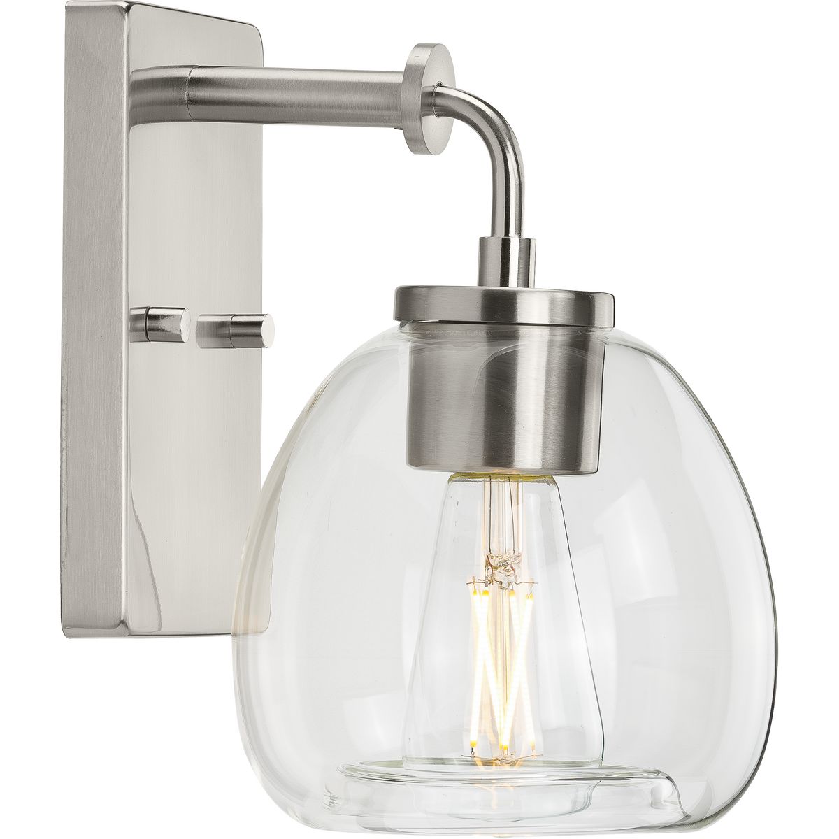 Brushed Nickel 6" Dimmable Vanity Light with Clear Glass Shade
