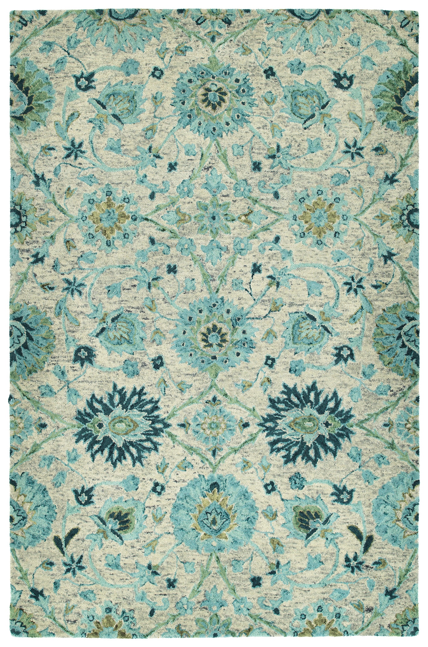 Kaleen Chancellor 8 X 10 (ft) Wool Turquoise Indoor Floral/Botanical ...