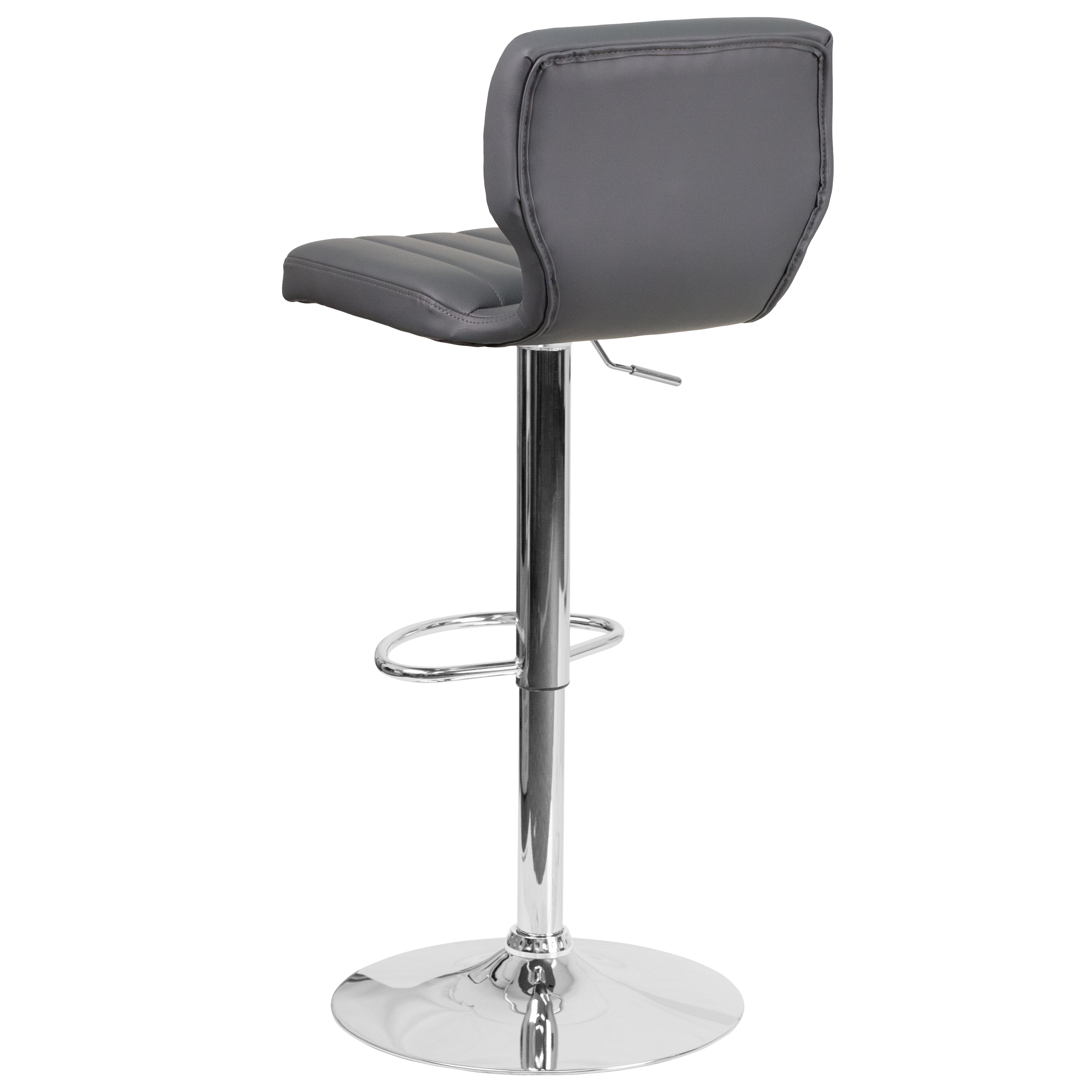 Elevate Gray Vinyl and Chrome Adjustable Swivel Barstool