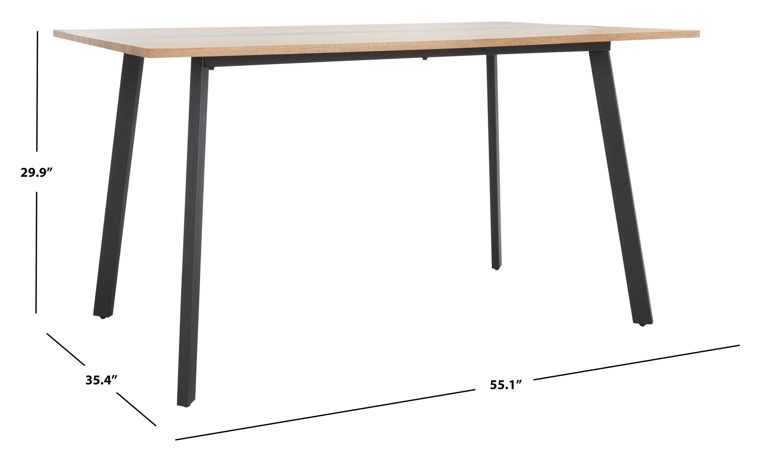 Leith Natural Wood & Black Metal Scandinavian Dining Table